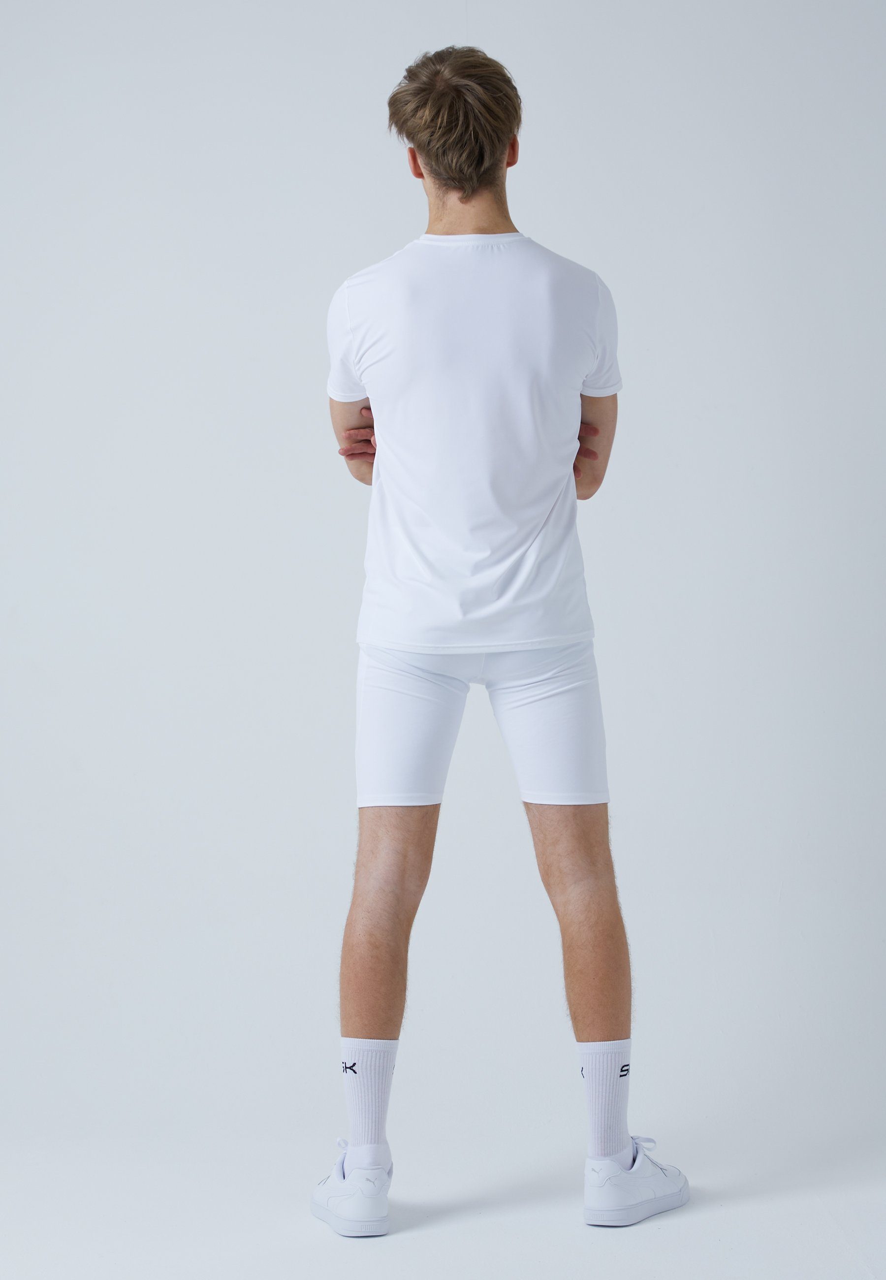 SPORTKIND Funktionsshorts Tennis & mit Taschen Short Radlerhose Herren Jungen weiß Tights