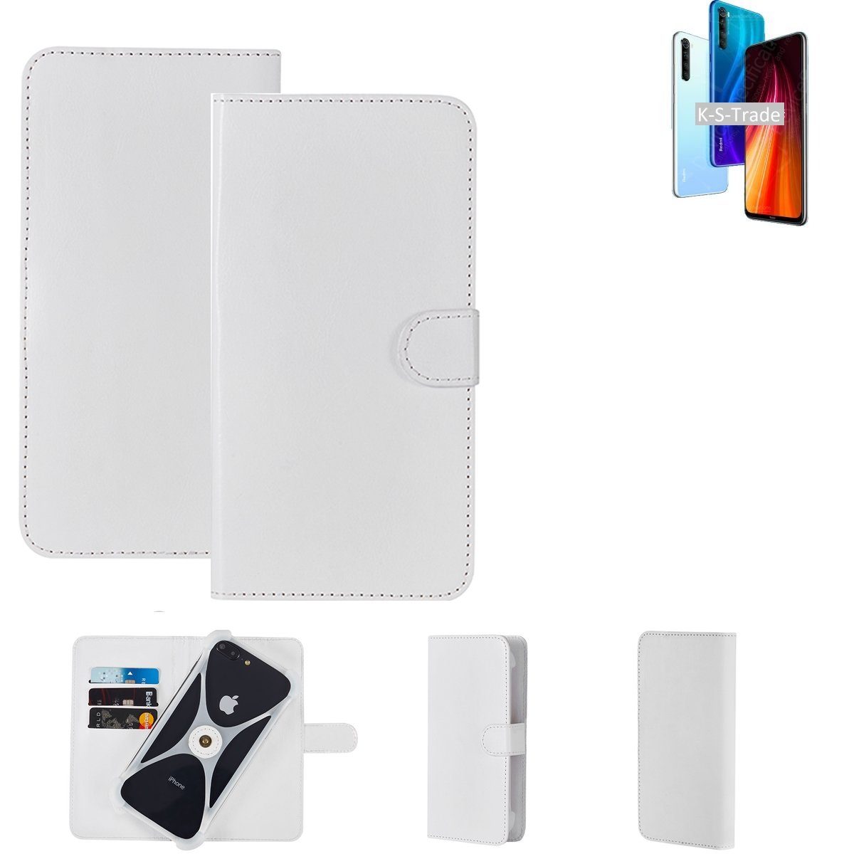K-S-Trade Handyhülle für Xiaomi Redmi Note 8 2021, Handy Hülle Schutz Hülle Cover Case Bookstyle Bumper weiß 1x