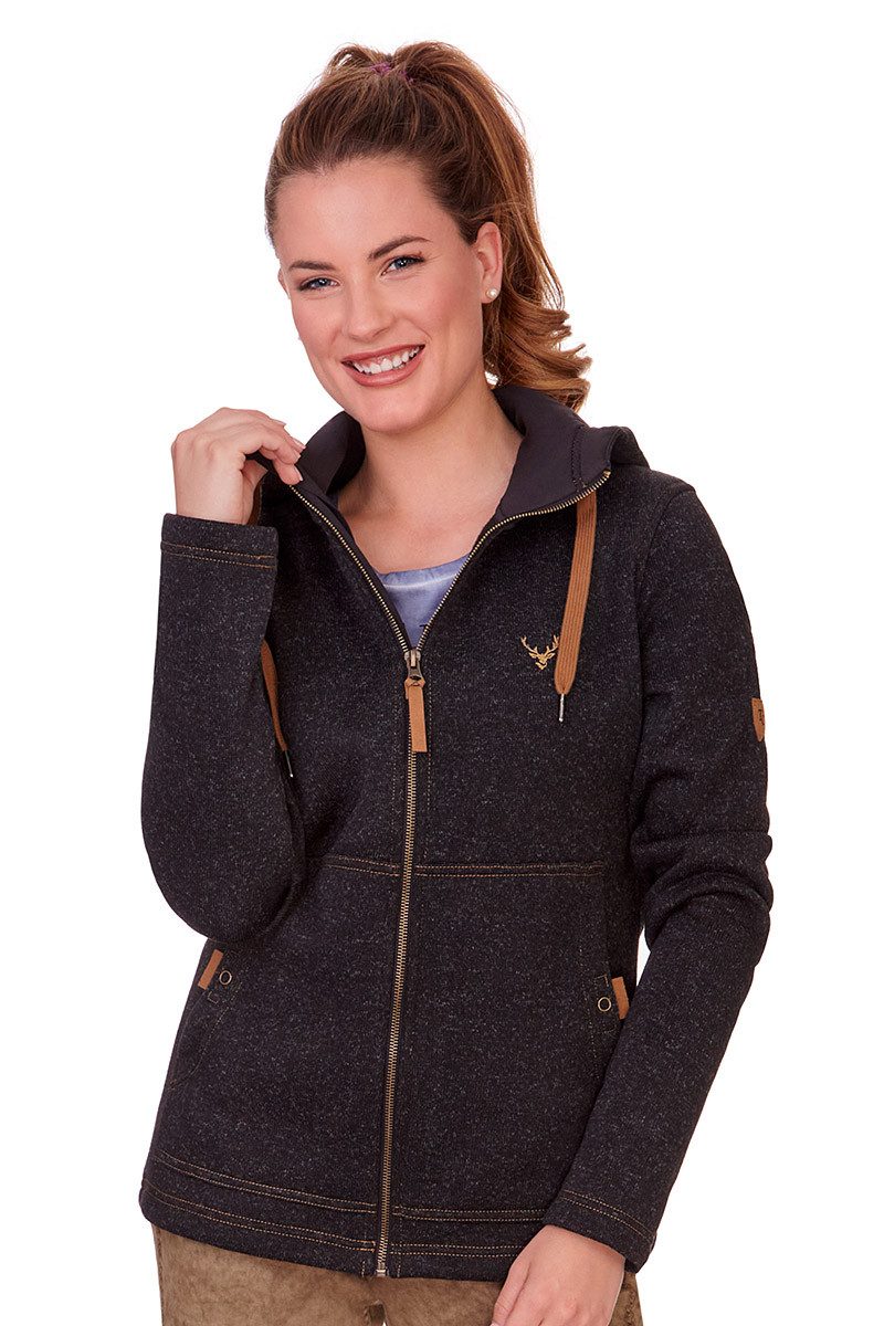 Outdoorbluse Strickfleecejacke Damen - RAMIRA - anthrazit, mittelgrau