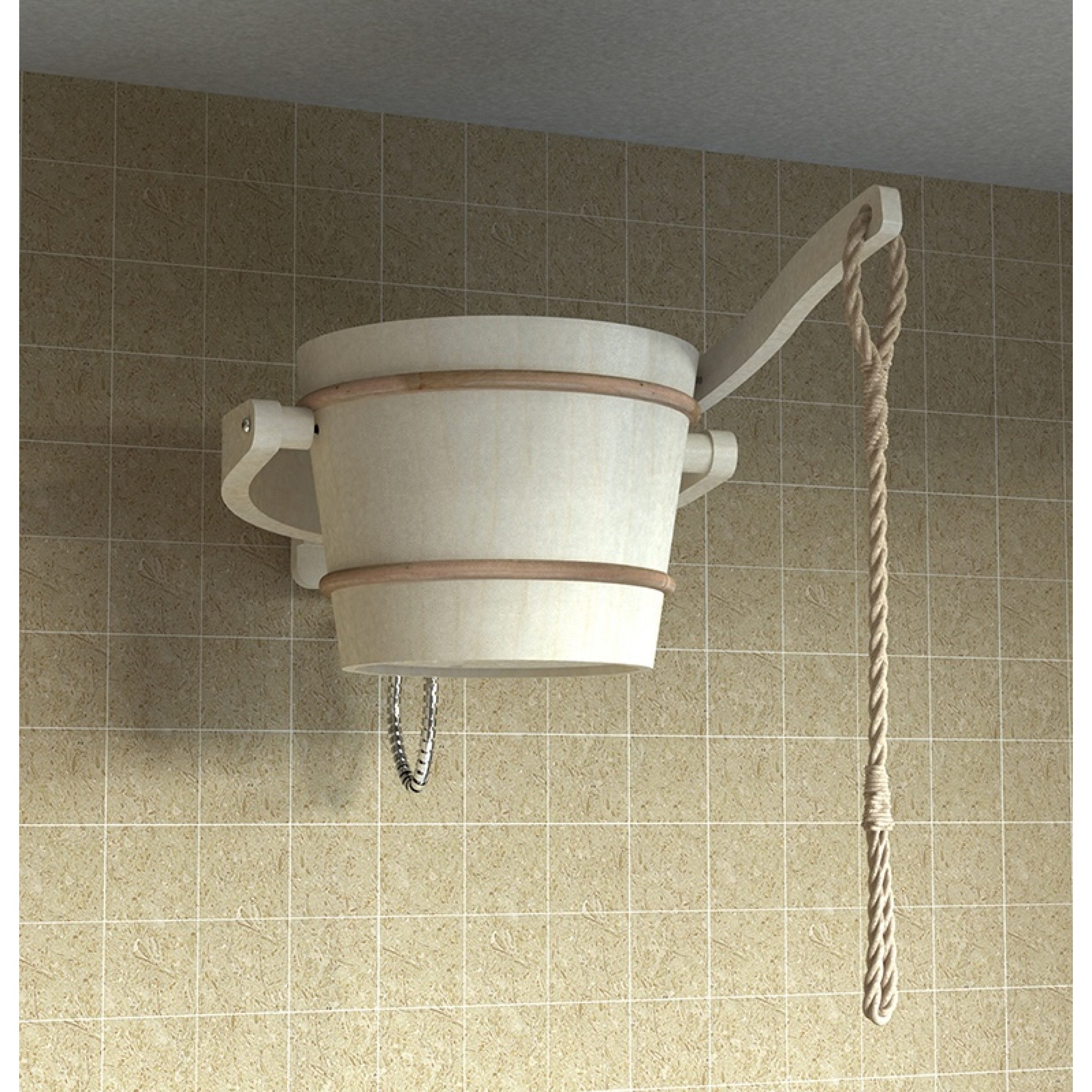 HARVIA Aufgusskübel Harvia Schwalldusche 18 Liter Eimer aus Espe mit Seilzug und