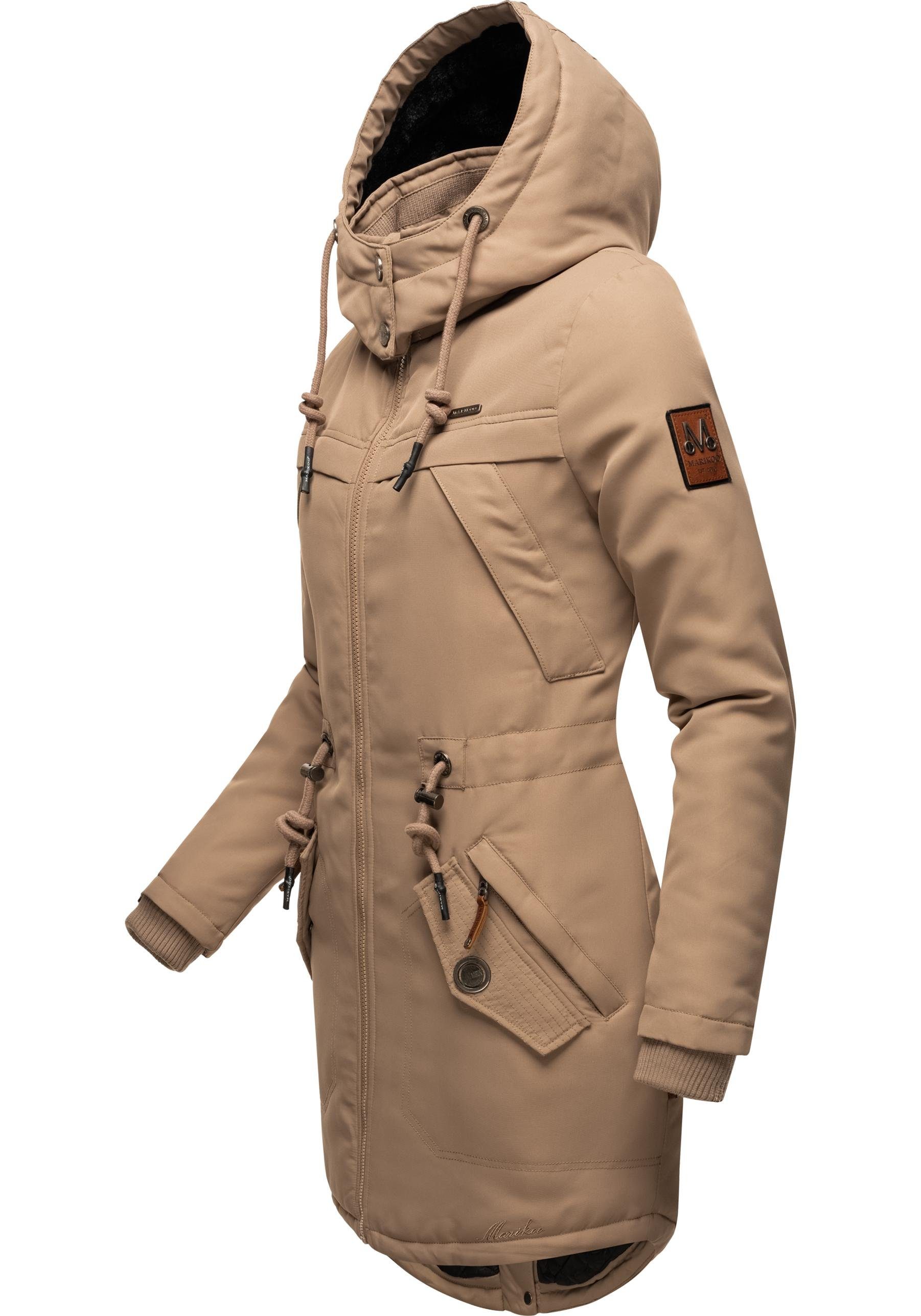 Kapuze Marikoo mit Winterparka abnehmb. taupe Damen sportlicher Kamii Wintermantel