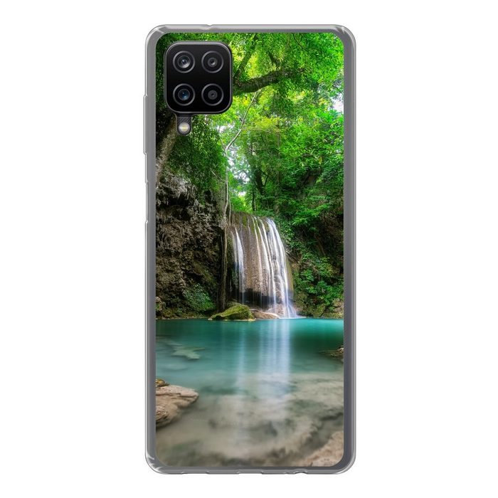 MuchoWow Handyhülle Erawan-Wasserfall in Kanchanaburi Thailand. Handyhülle Samsung Galaxy A12 Smartphone-Bumper Print Handy