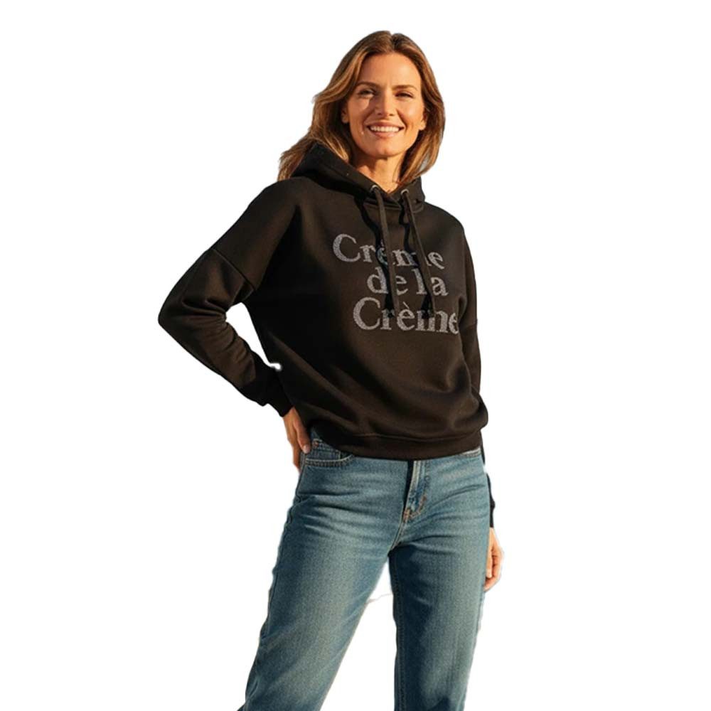 Miss Goodlife Hoodie MG13902 Oversized Fit Crème de la Crème Strass – Schwarz