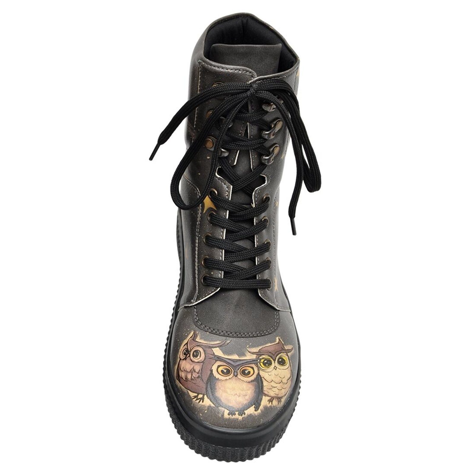 DOGO Future High Top Boots Owl Family Damen Stiefeletten Schnürboots Handgefertigt