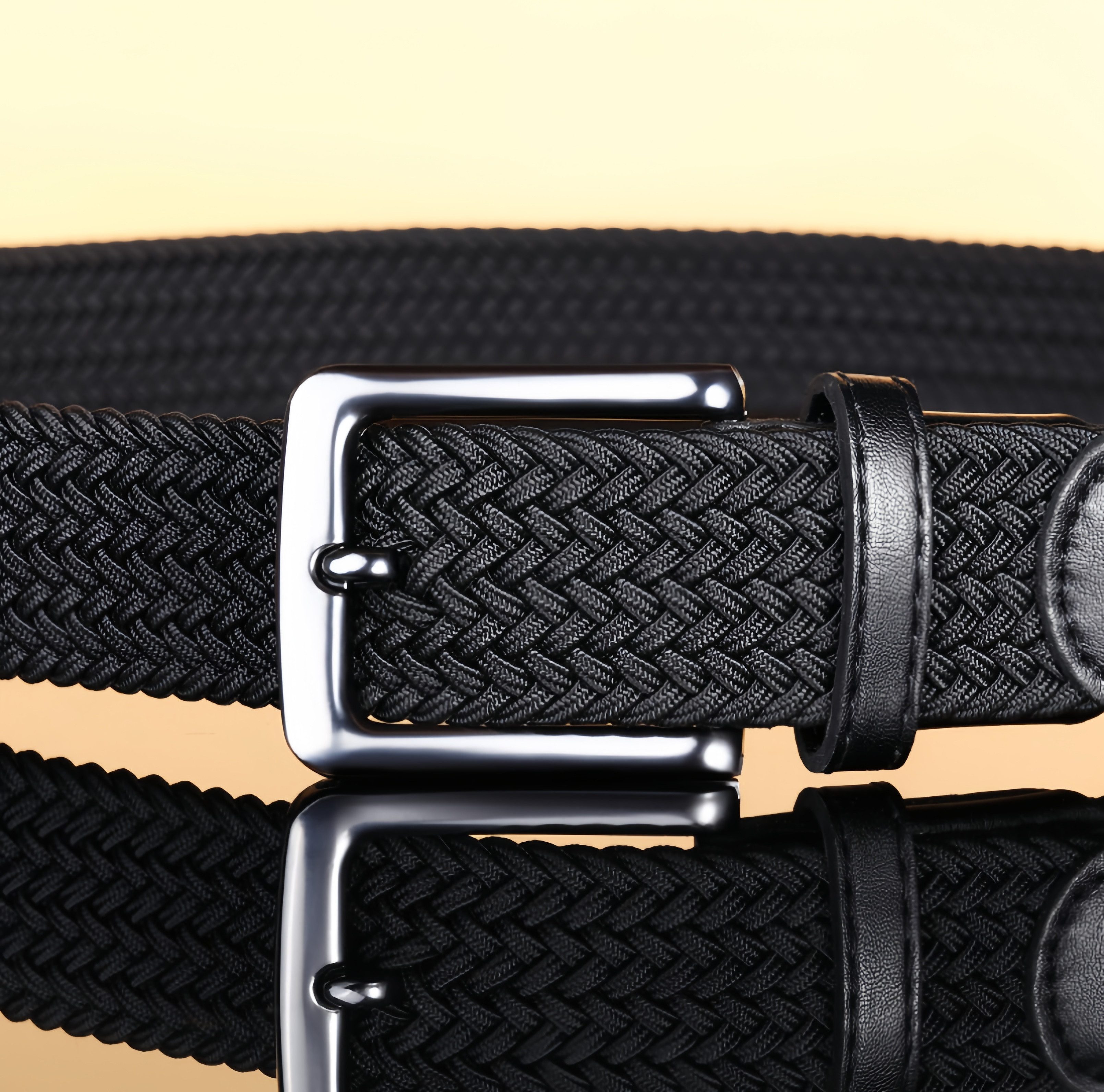 FOUORTUNATE-BEE Stoffgürtel Herren Stretchgürtel 34 mm, Geflochtener Elastikgürtel Casual Elastischer Gürtel für Jeans, Golfhosen und Freizeithosen – Bild 4 von 5