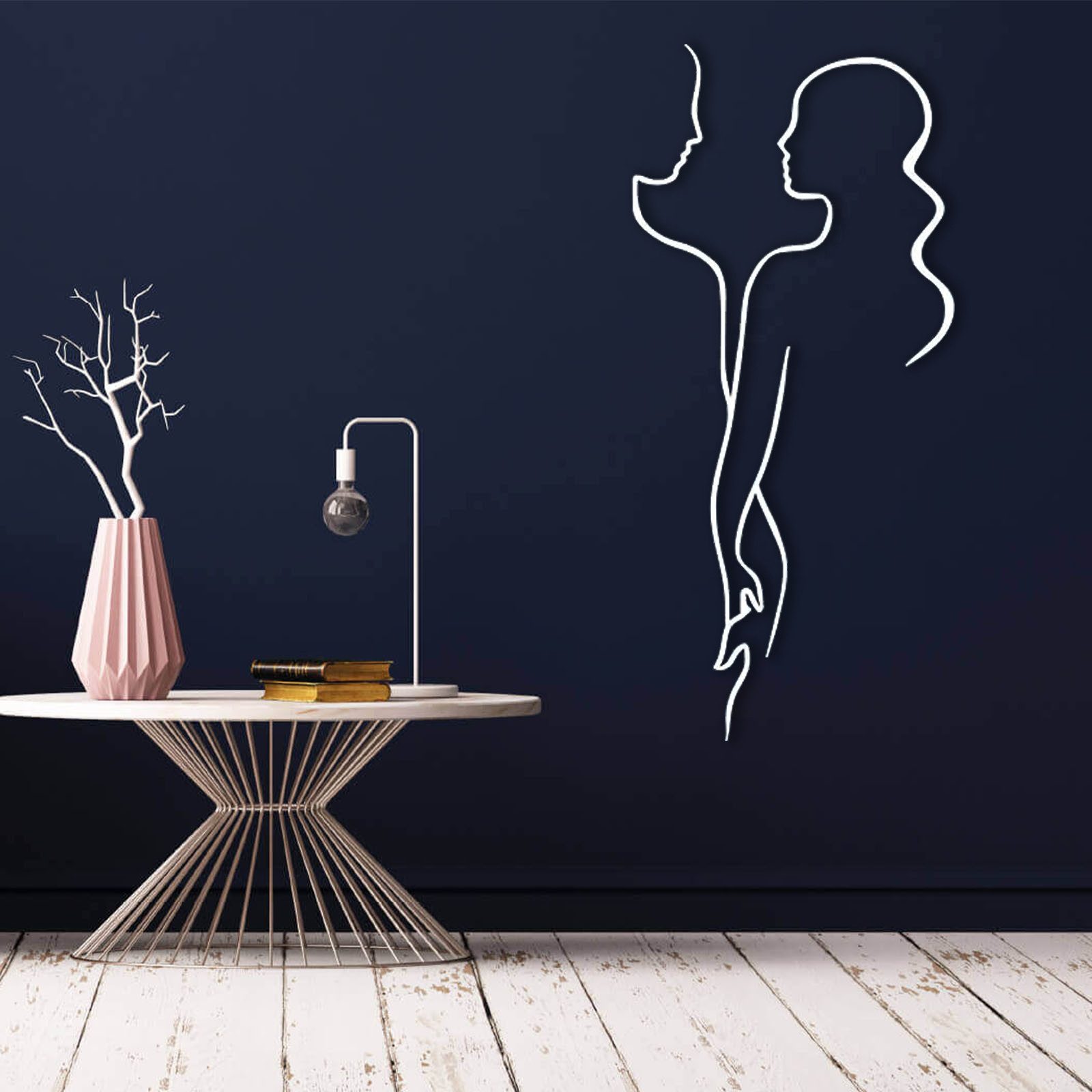 Jumpeak Wanddekoobjekt Paar Hält Hände Wanddekoration, Liebe Silhouette,Abstrakte,Strichkunst, Metall,4 Farben, 4 Größen, Eleganz, Romantik, Schlafzimmerdekoration