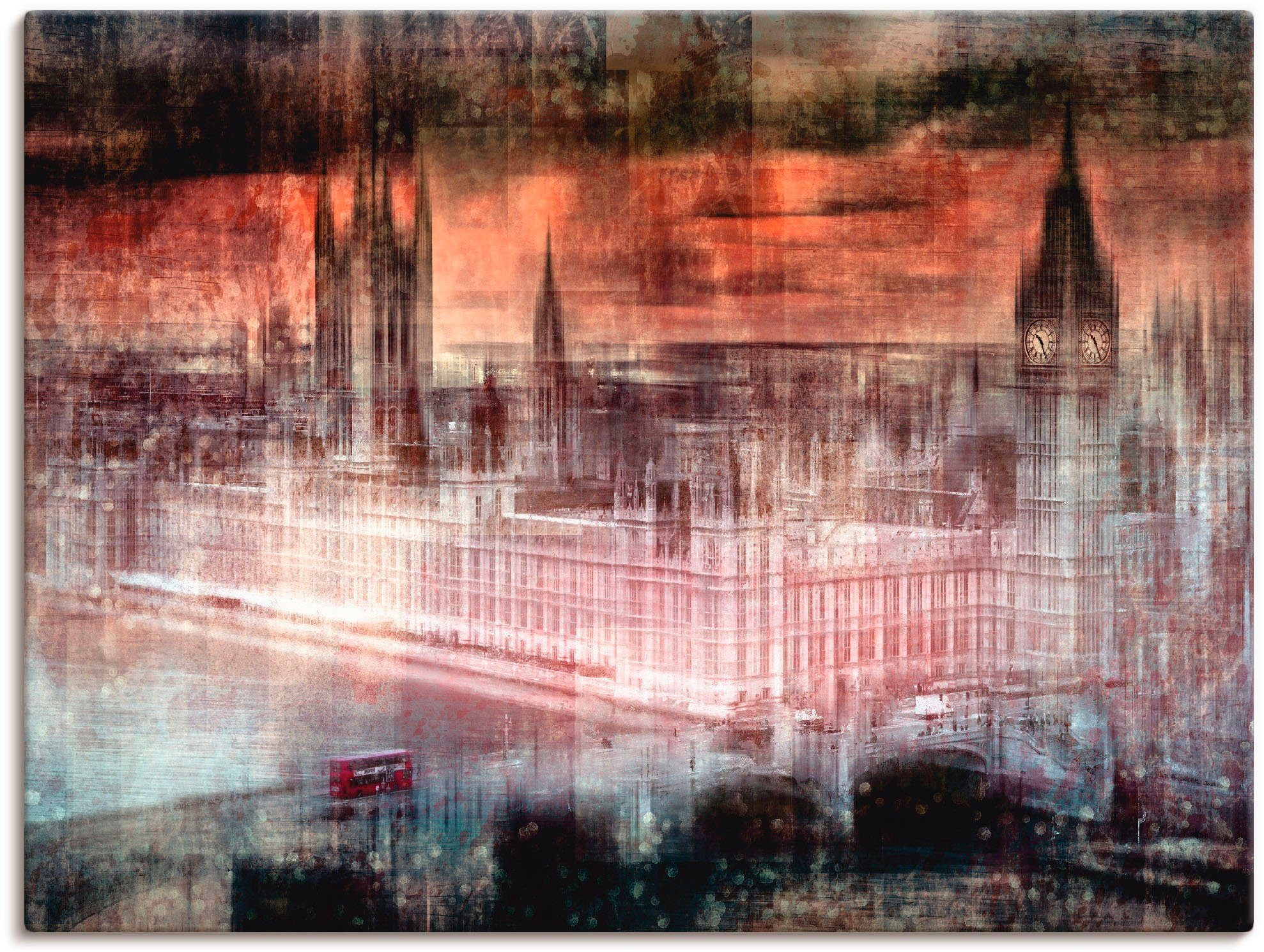 Gebäude Wandbild Digitale versch. London Kunst Wandaufkleber II, oder Westminster Artland als (1 Leinwandbild, Poster Alubild, in Größen St),