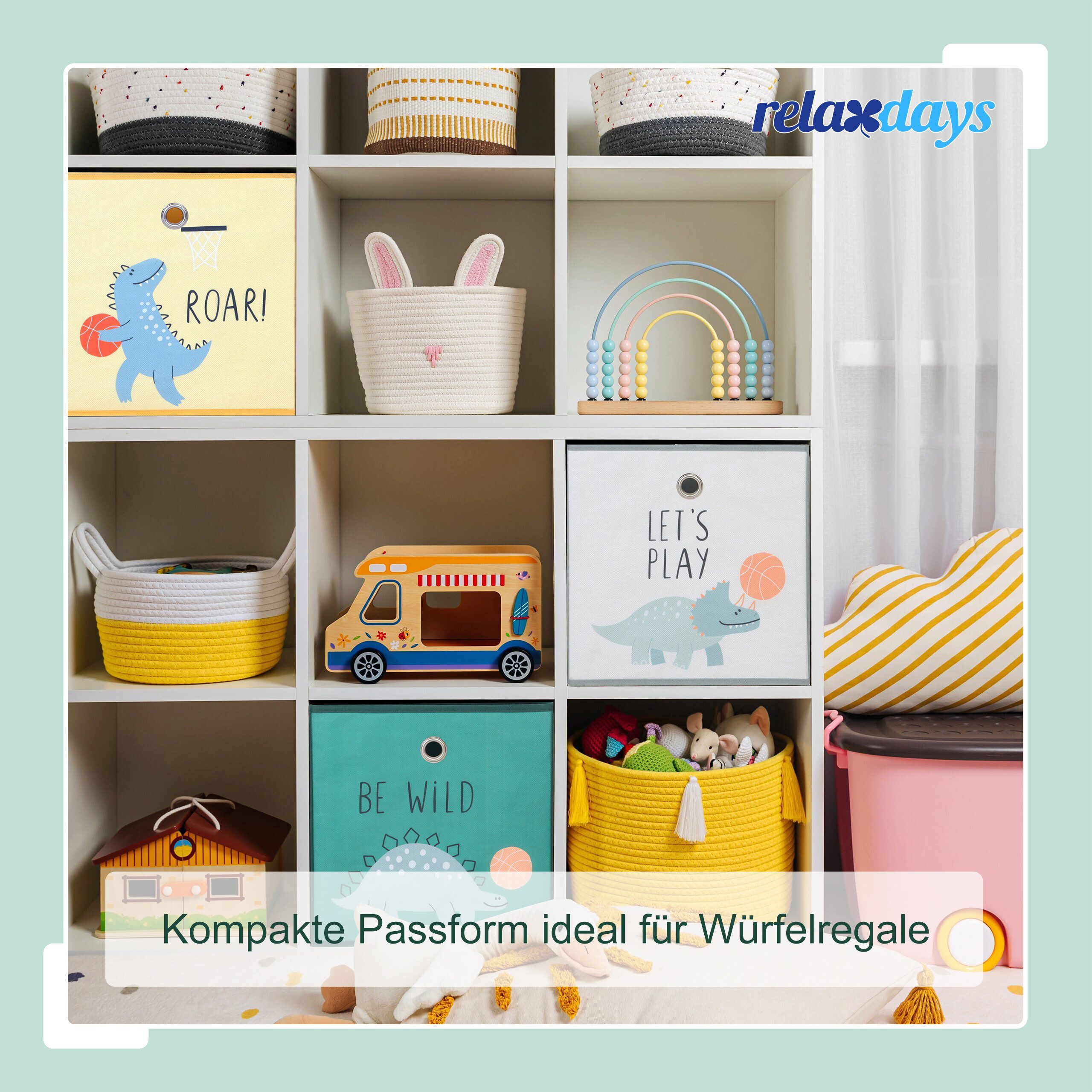relaxdays Faltbox Kinder Aufbewahrungsboxen im 3er Set (3 St), A – Bild 2 von 5