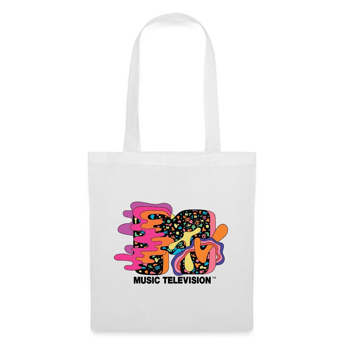 Henkeltasche MTV Music Television Buntes Trippy Logo Stoffbeutel