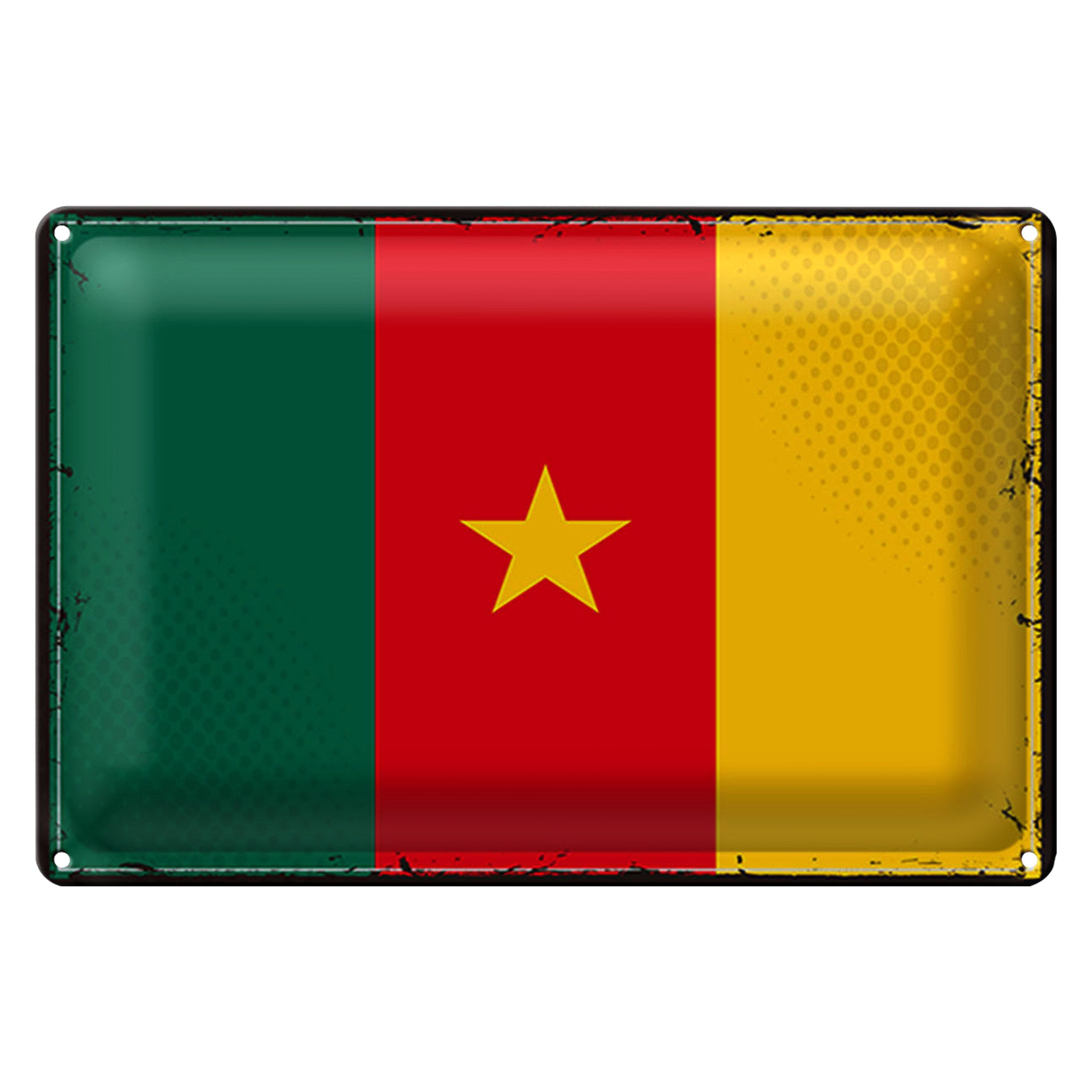 Roomando Metallschild Blechschild Flagge Kamerun 30x20cm Retro Flag of Cameroon