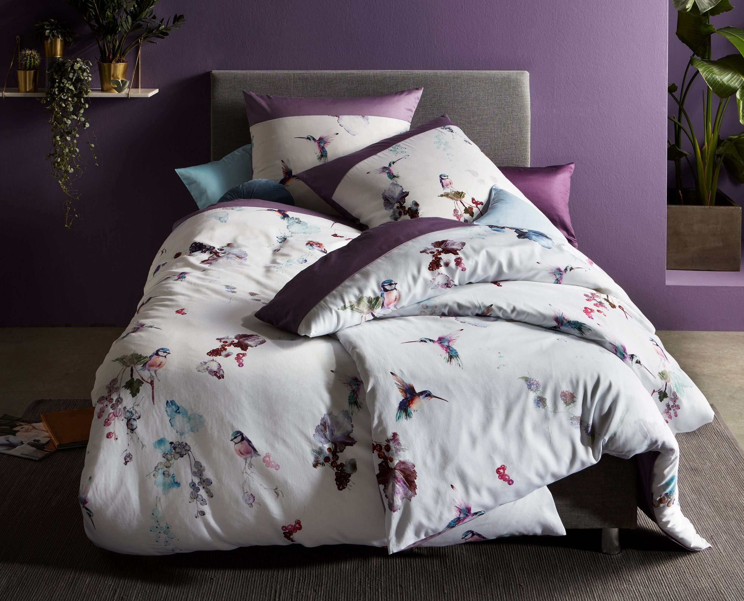 BETTWAESCHE-MIT-STIL Bettwäsche Mako Satin Wende Bettwäsche Kolibri lila, M günstig online kaufen