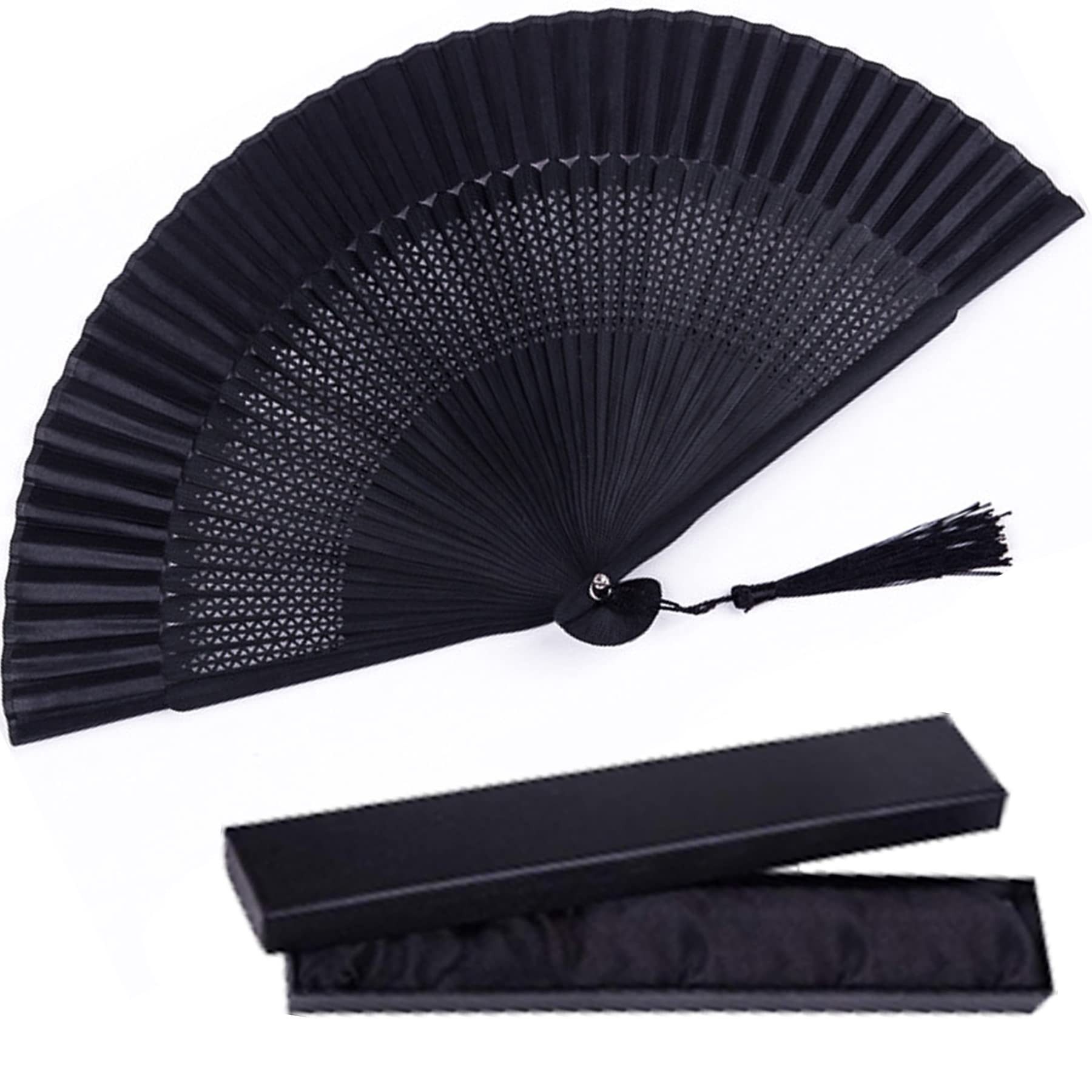 FOUORTUNATE-BEE Handfächer Faltfächer Handfächer mit Einer Stoffhülle und Quasten, (Vintage Retro Stil, 1-tlg., für Heimdekoration Party Hochzeit Tanzen Sommer Geschenk)