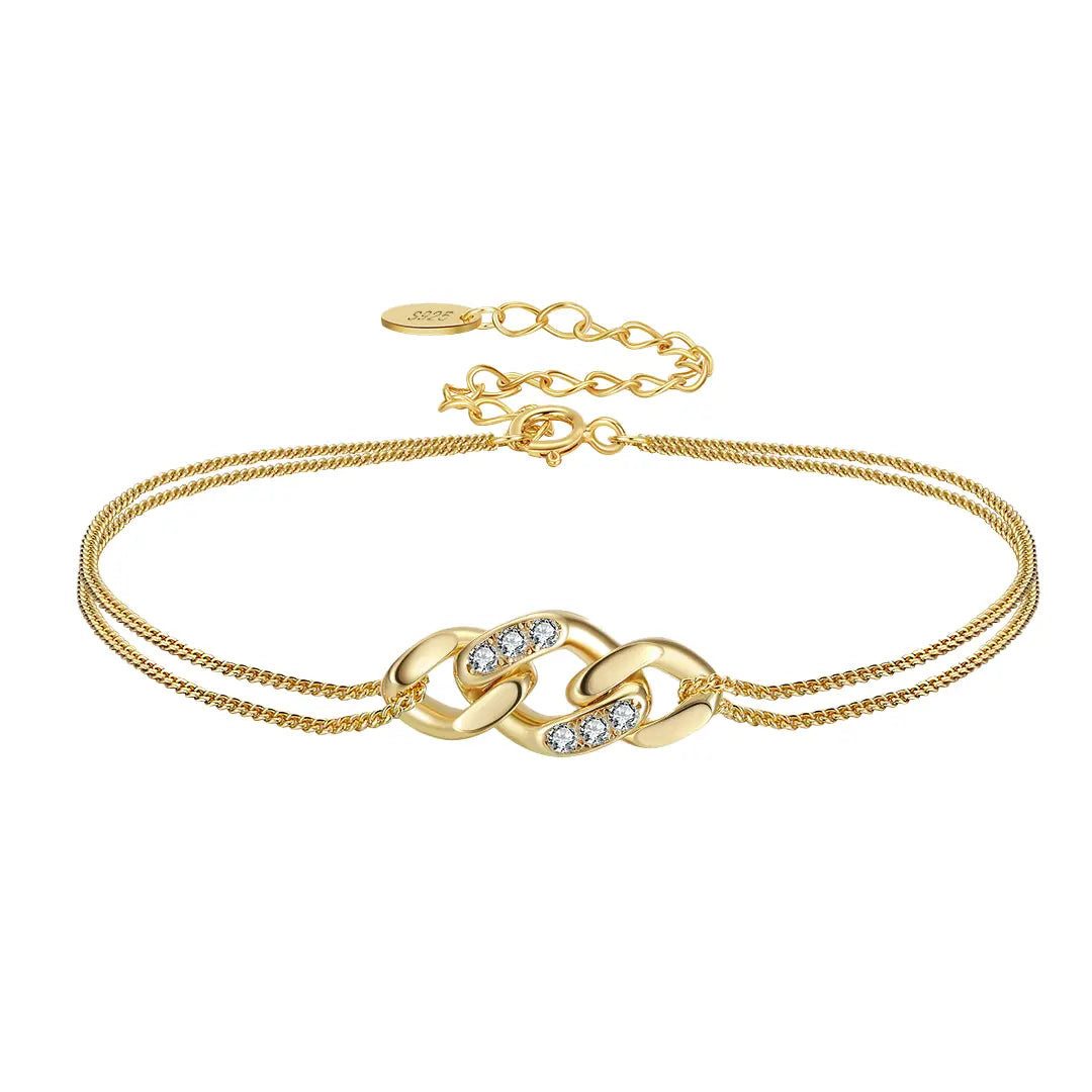 Suzan Gold Silberarmband 925 Silber vergoldet InfinityTwist feine Glieder, Zeitloses Design, vielseitig kombinierbar, ideal als Geschenk