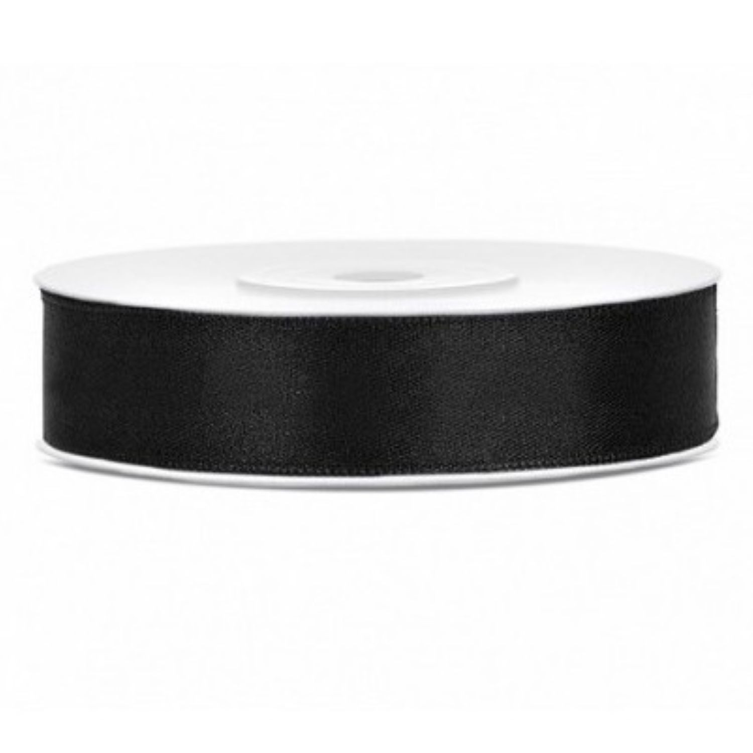partydeco Geschenkpapier Satinband 12mm/25m, Schwarz