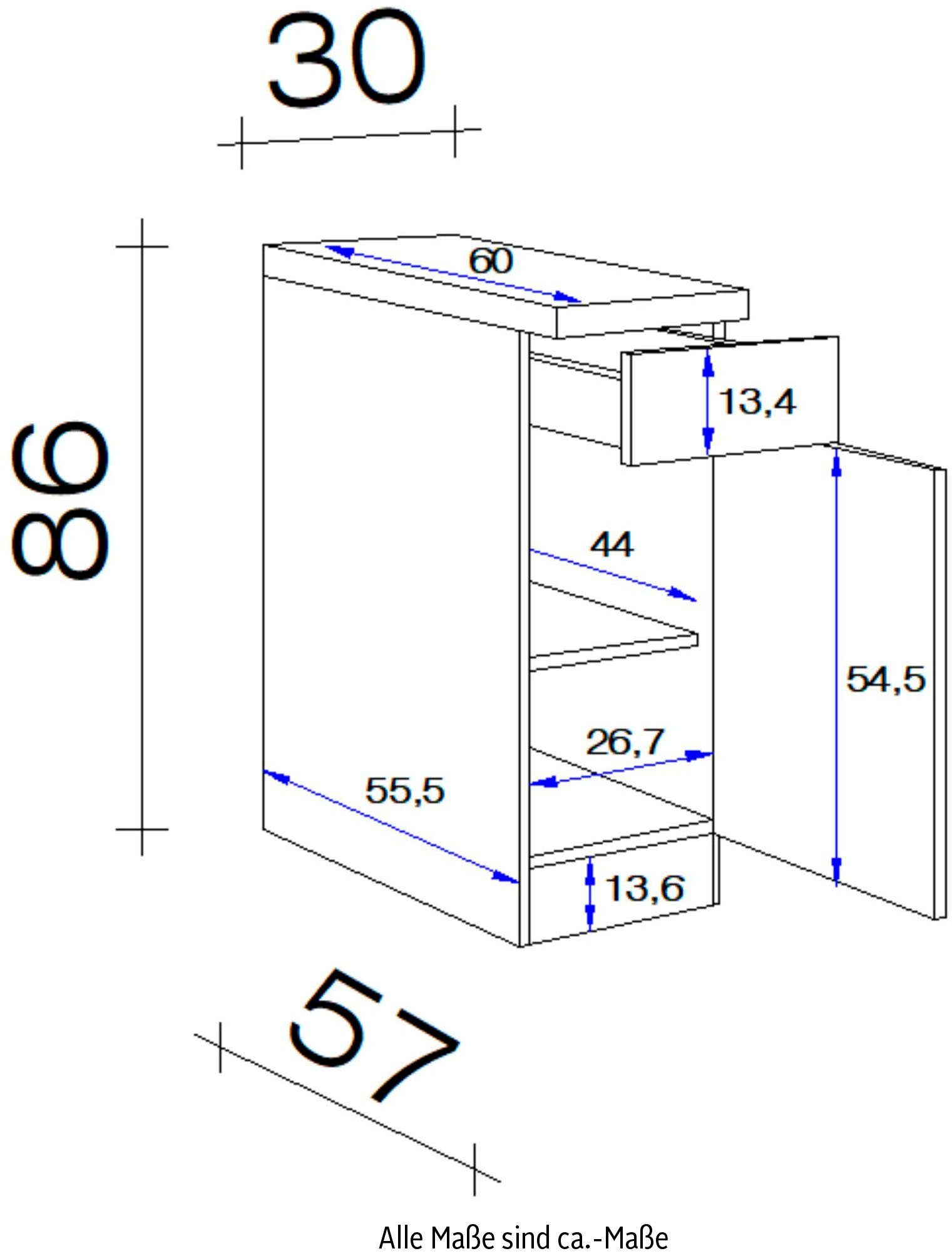 Flex-Well Unterschrank x x 60 x x 30 86 H T) (B cm Portland