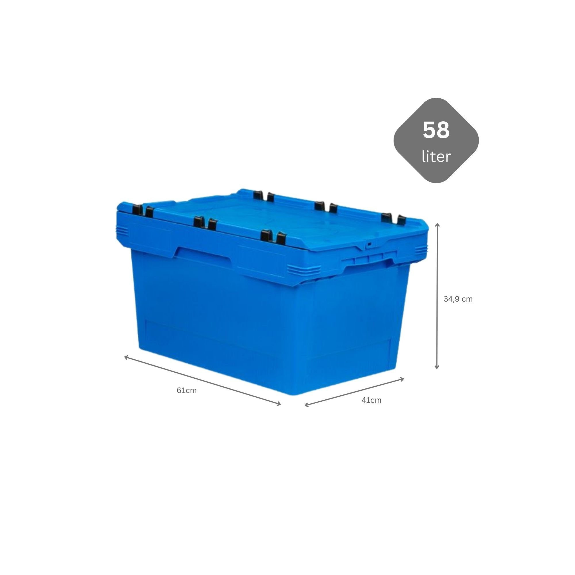 Thumbnail - PROREGAL® Aufbewahrungsbox Conical Mehrweg-Stapelbehälter, Krokodildeckel Blau, 34,9x41x61cm, 58L