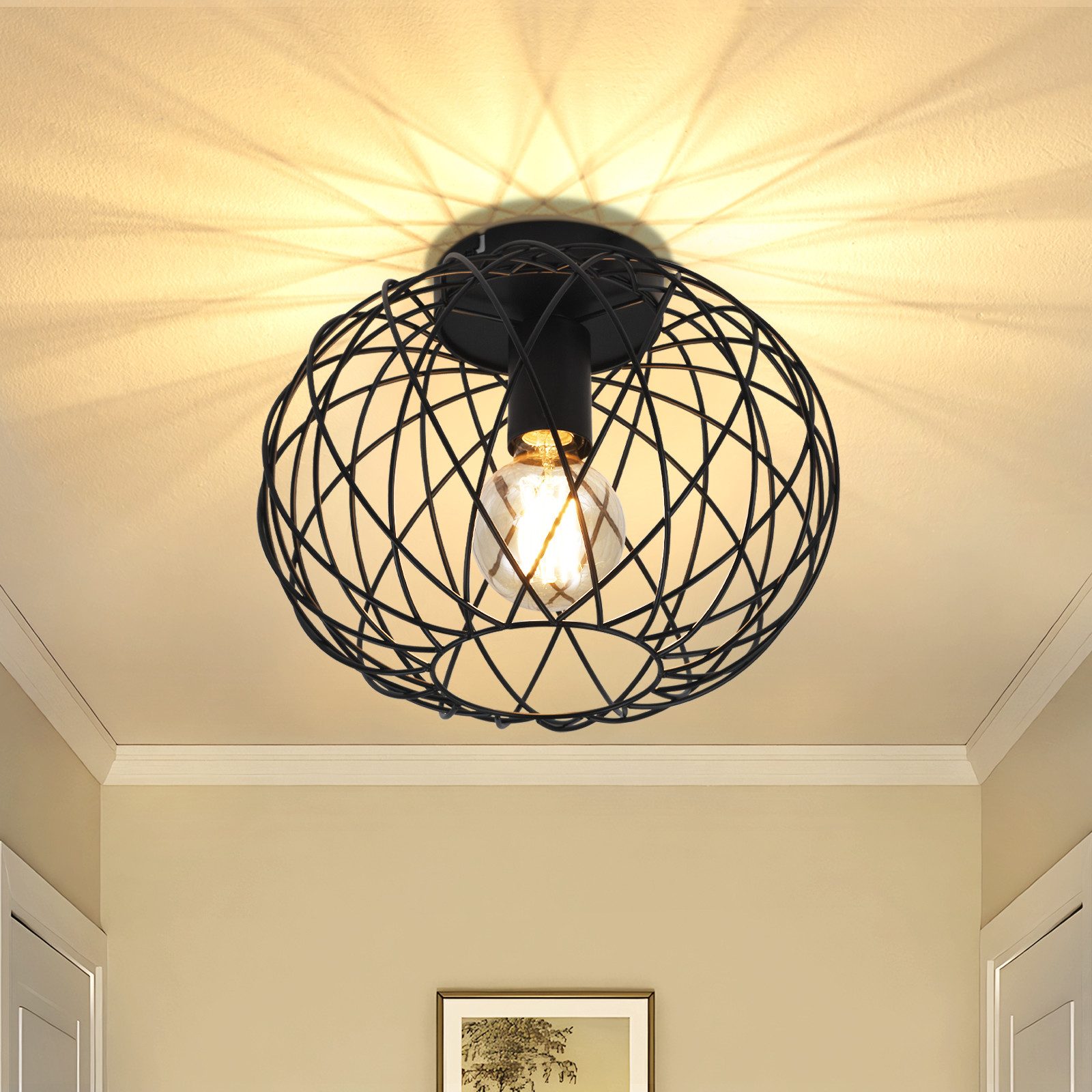 ZMH Deckenleuchte Schwarz Vintage E27 Retro Deckenlampe für Gang Korride Ma günstig online kaufen