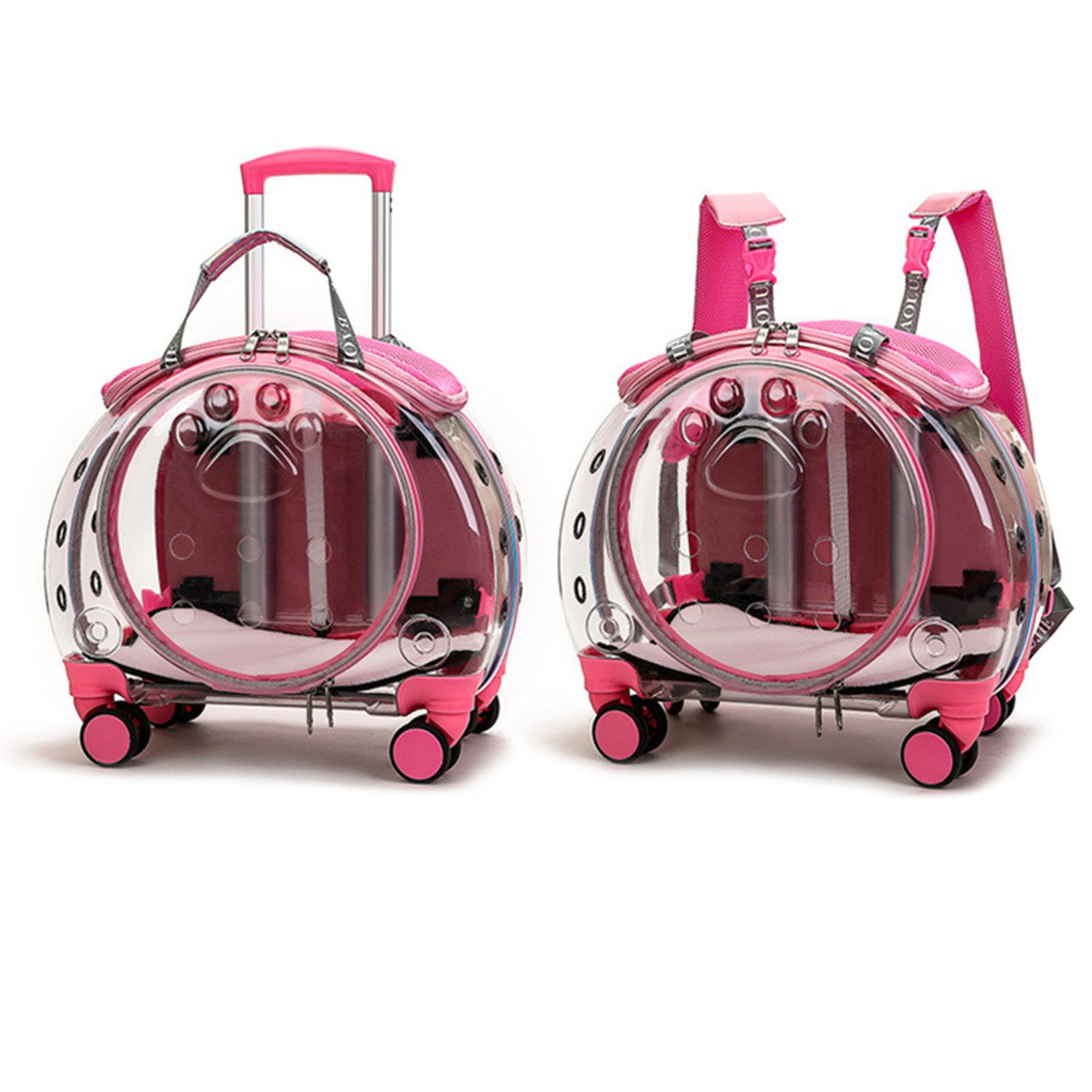 Rutaqian Tiertransporttasche Tiertransporttasche, Katzentransportbox transparent 43x30x40 cm bis 5 kg, Transporttasche für Kleine Hunde mit Lüftung und Teleskopgriff