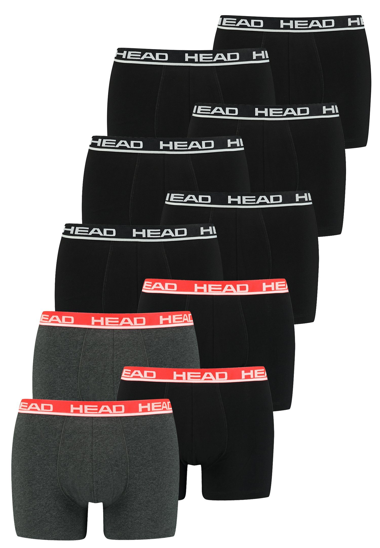Basic (Spar-Set, Head 10P 10er-Pack) Head 10-St., Black/Grey Boxershorts Boxer Red