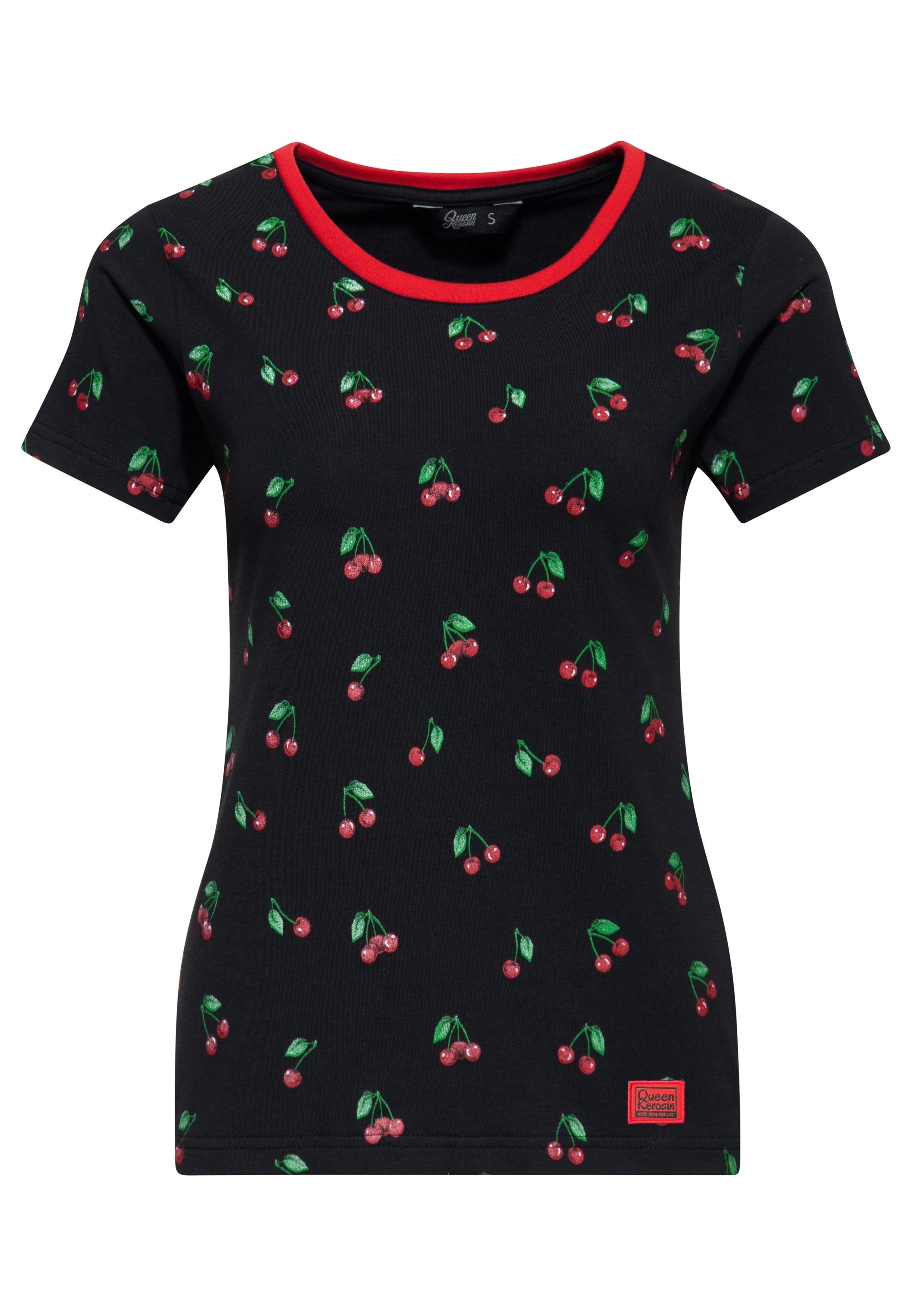 QueenKerosin Print-Shirt Cherry (1-tlg) mit Kirschen-Allover-Print