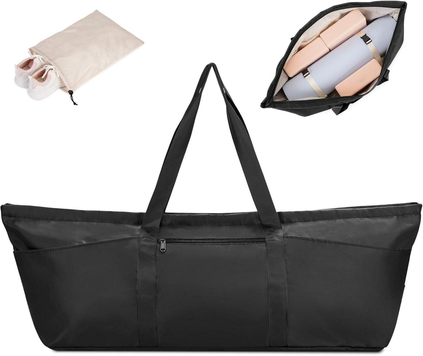 LuxusKollektion Sporttasche Yogatasche Damen Große Sporttasche mit Schuhfach & Nassfach Schwarz