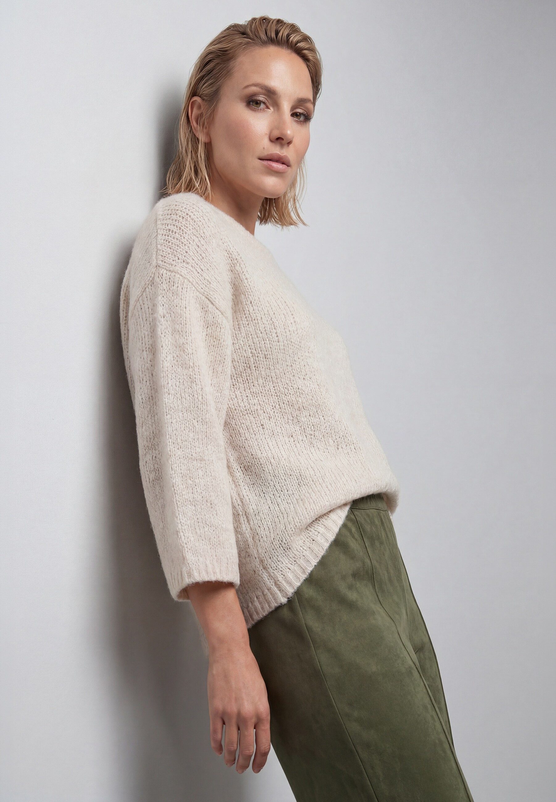 Olsen Strickpullover Pullover mit 3/4-Ärmeln