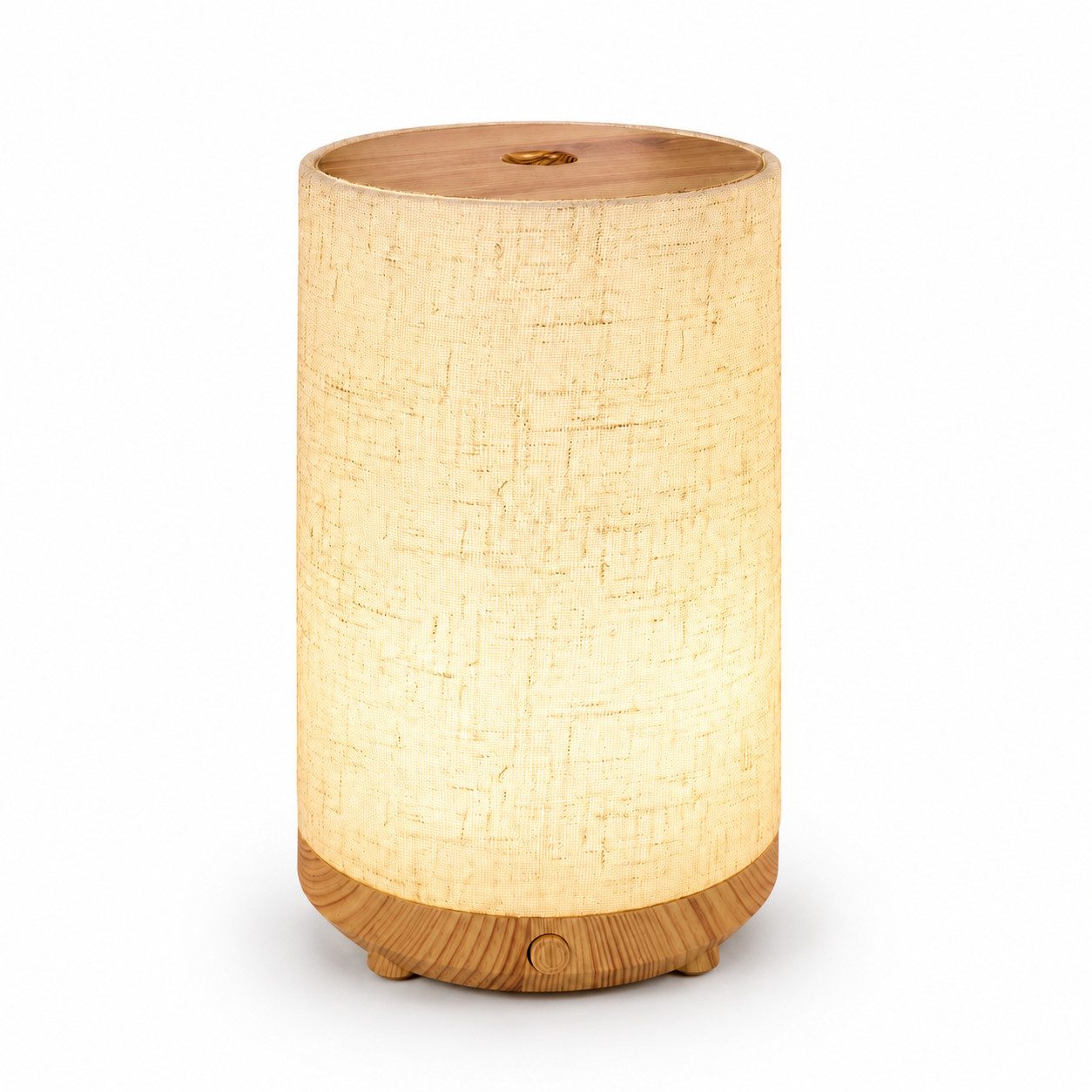 Lisabonde Luftbefeuchter Aroma-Diffusor Ultraschall mit Licht, Stoff & Holzoptik Luftbefeuchter, 0,1 l Wassertank, Stoff-Design, Holzoptik, LED-Beleuchtung, flüsterleise