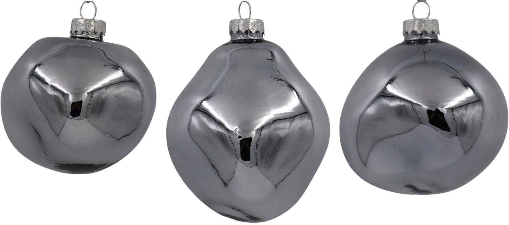 Leonique Weihnachtsbaumkugel Birdelle glänzend, Weihnachtsdeko, 8 ca. in St), Glas Christbaumkugeln Baumkugeln cm, Christbaumschmuck, Ø aus organische anthrazit Kugeln Form, (6 organischer