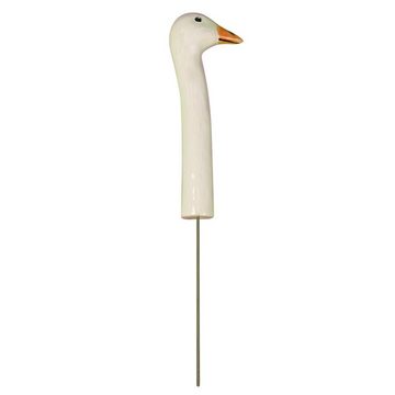 Tangoo Gartenfigur Tangoo Keramik-Vogel Gans Hals weiß L ca 13,5 cm mit Metallstab, (Stück)