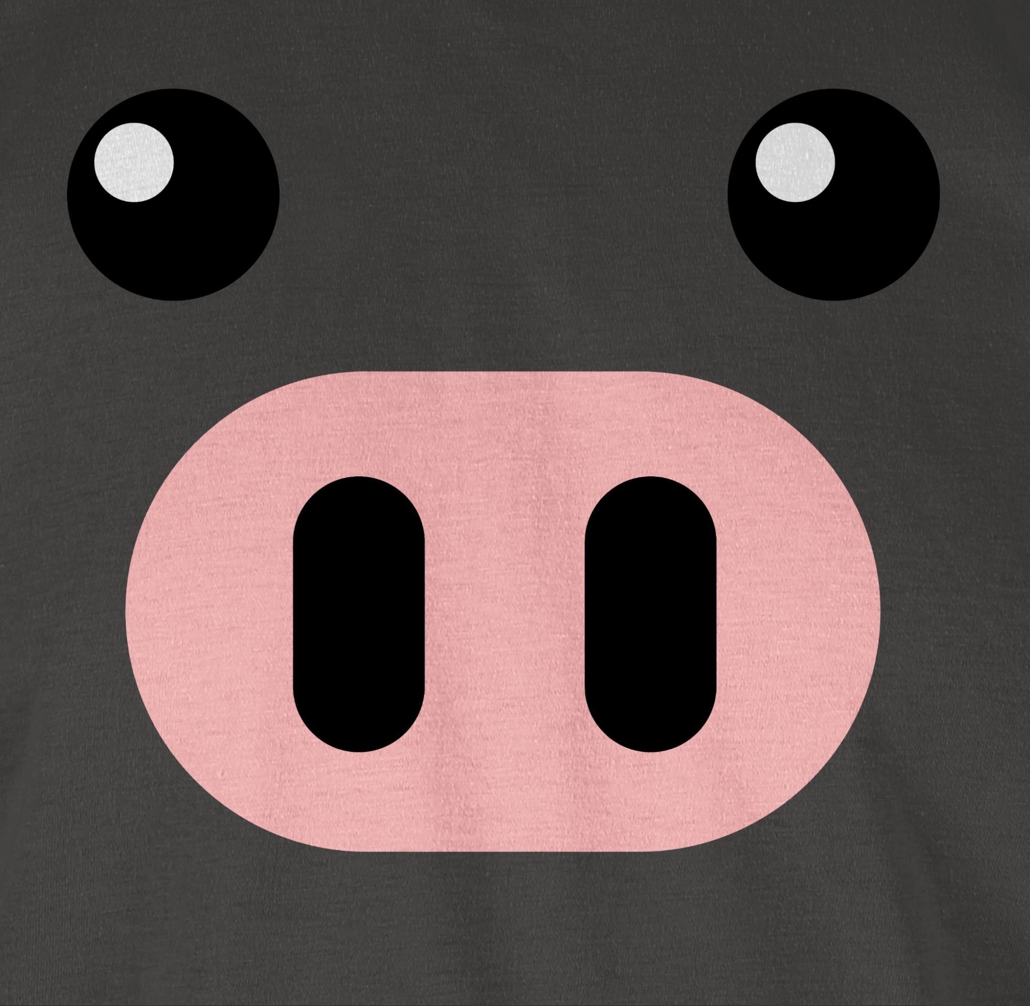 Sau Schweinchen Schweine Schweinebau Karneval Ferkel T-Shirt - Outfit 1 Shirtracer Schwein Pig Dunkelgrau Kostüm