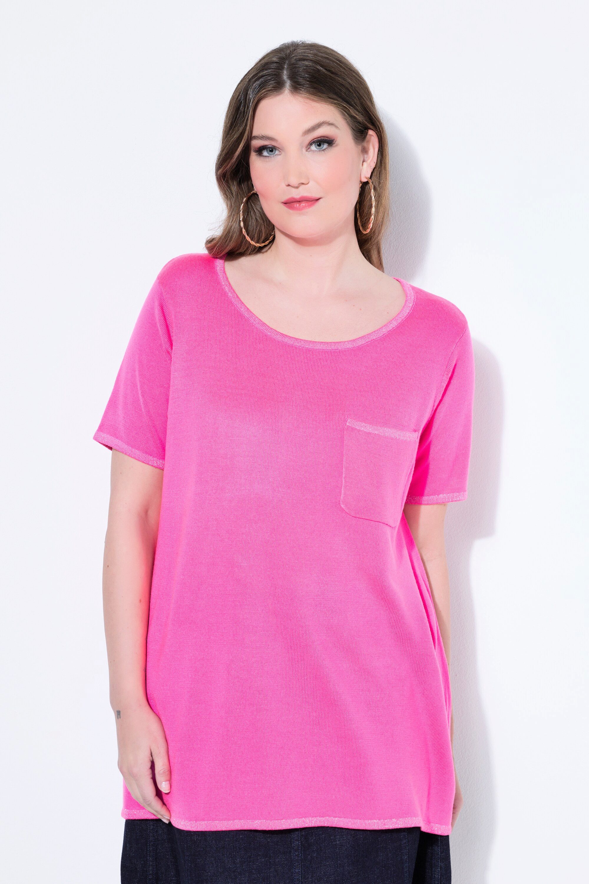 MIAMODA Strickpullover Strick-Shirt Komfort Fit Feinstrick Glitzernähte