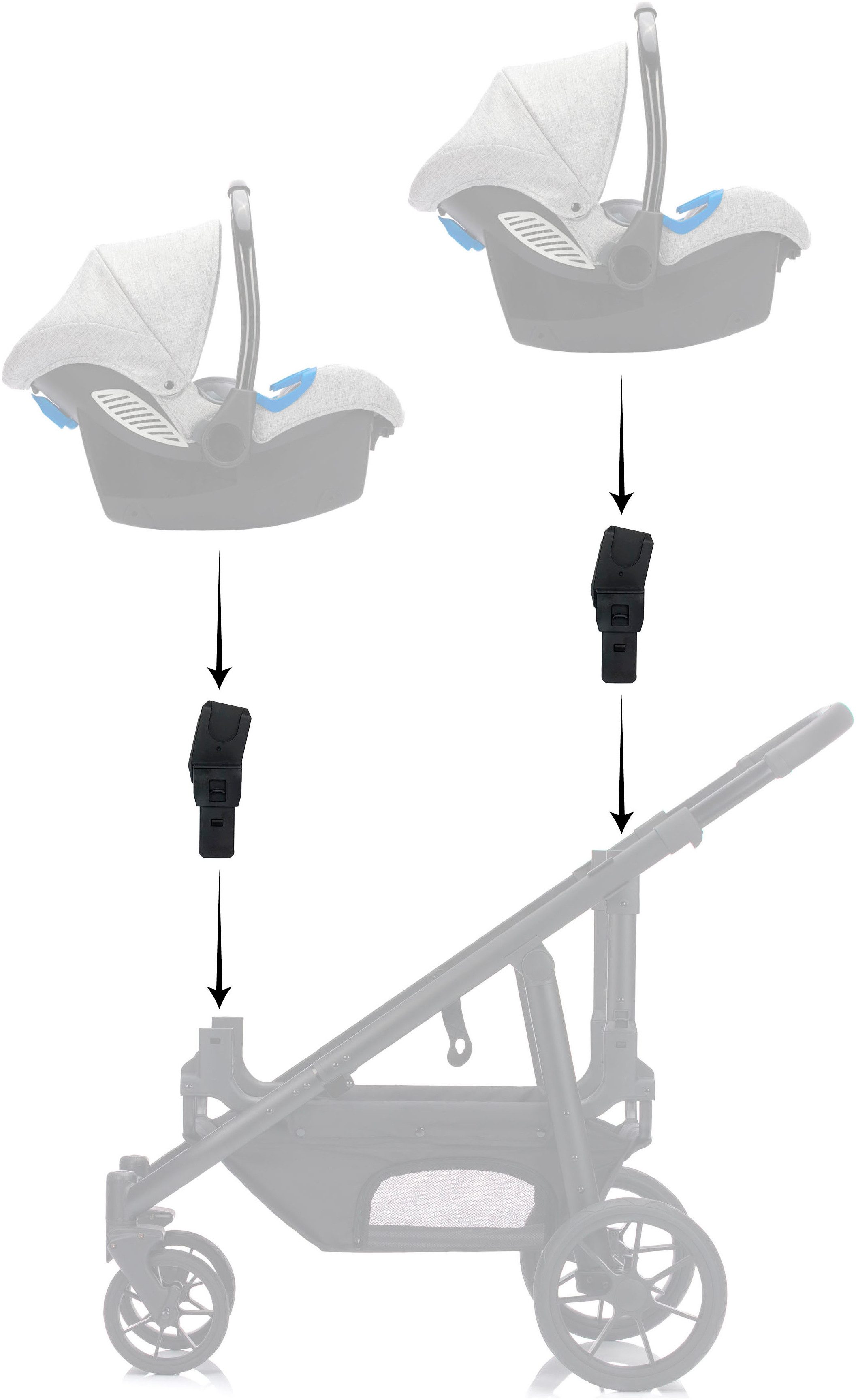 Fillikid Kinderwagen-Adapter für Maxi Cosi, Cybex, fillikid Voyager und Two in One, (2-tlg)