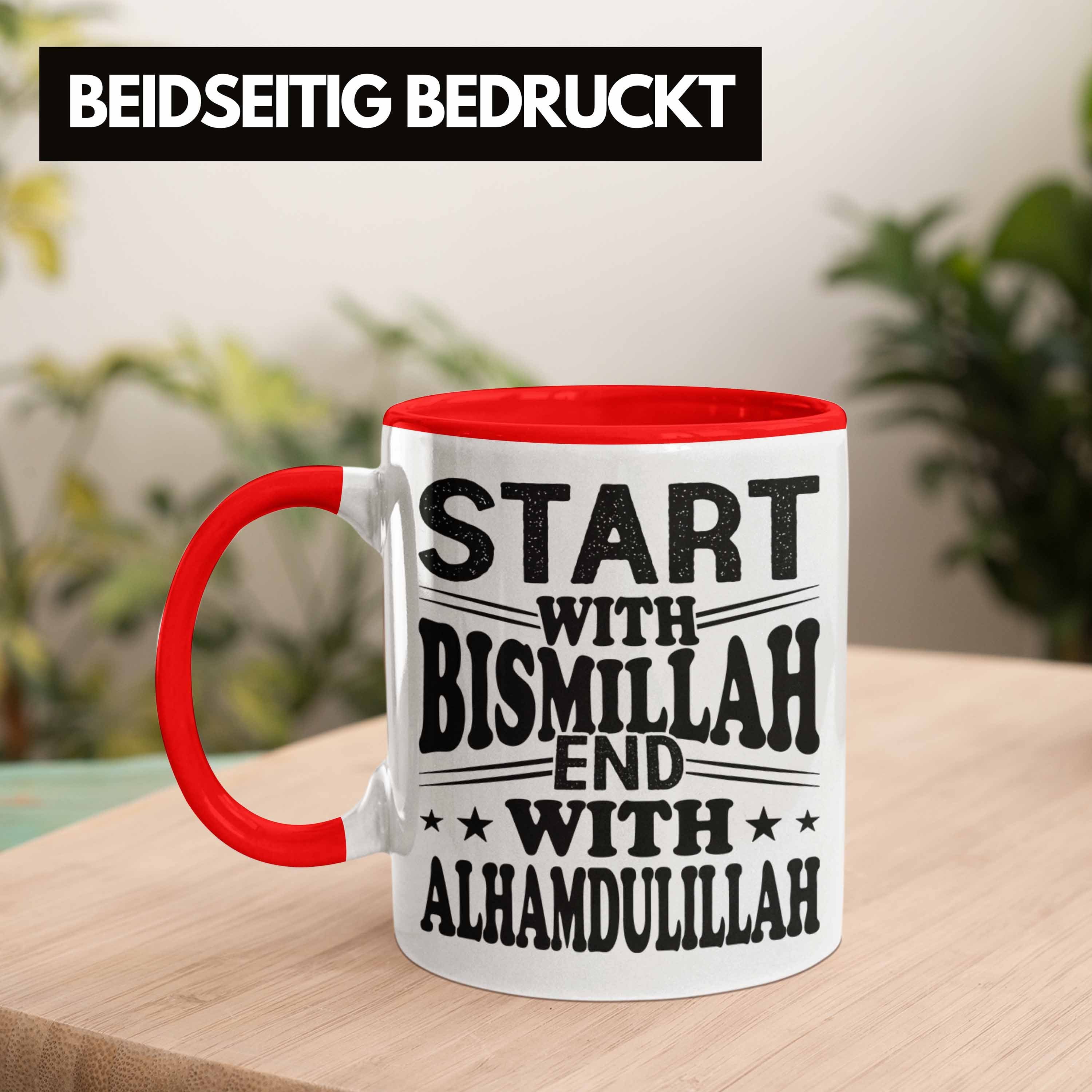 Tasse Muslime End With Bismillah Tasse Geschenk Start Gla Alhamdulillah Trendation Rot With