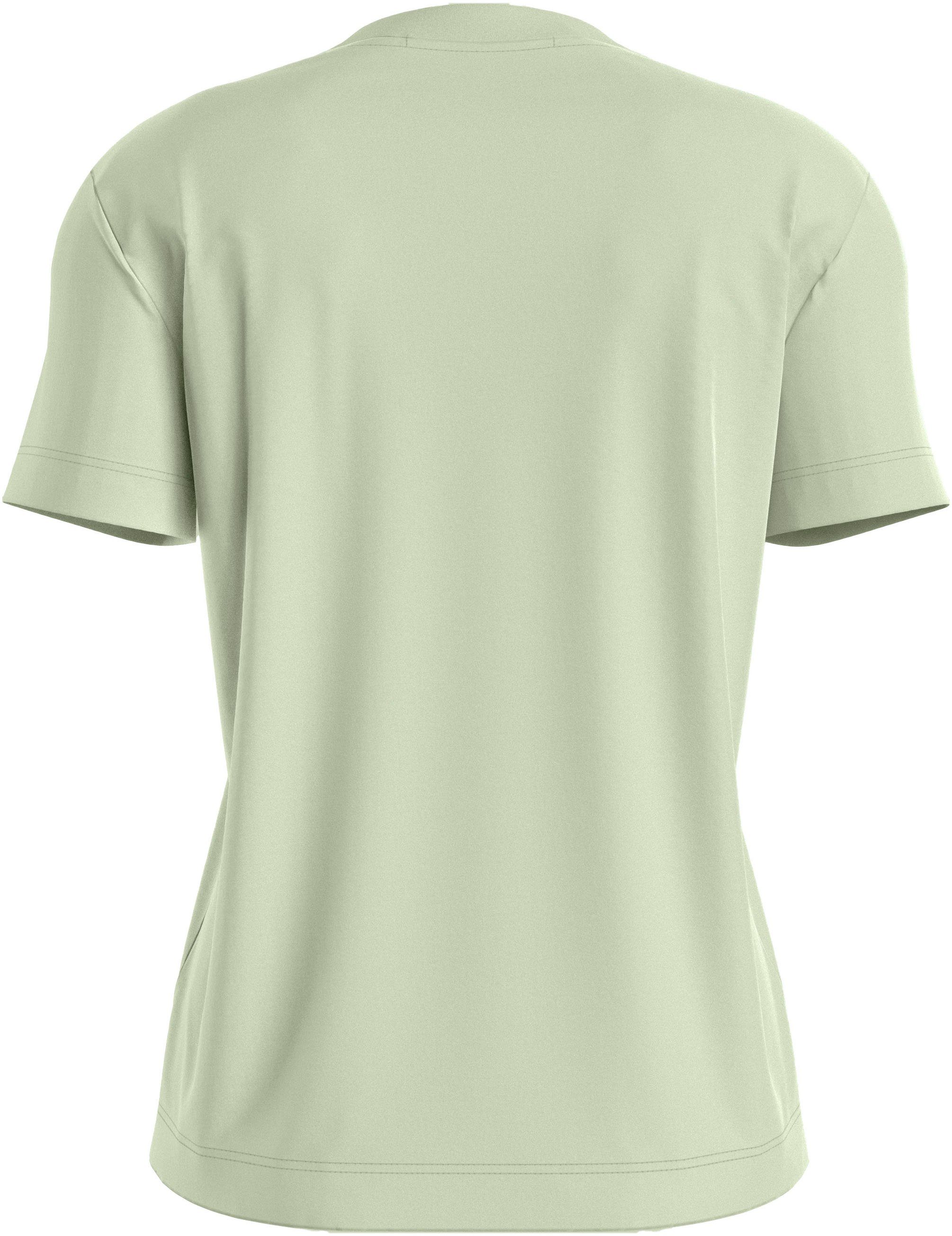 Klein Amaranth Jeans INSTITUTIONAL STRAIGHT T-Shirt Markenlabel mit / Green TEE Calvin Canary