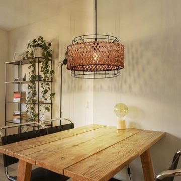 etc-shop Pendelleuchte, Leuchtmittel nicht inklusive, Bambus Lampe hängend Hängelampe Esstisch Deckenlampe Boho