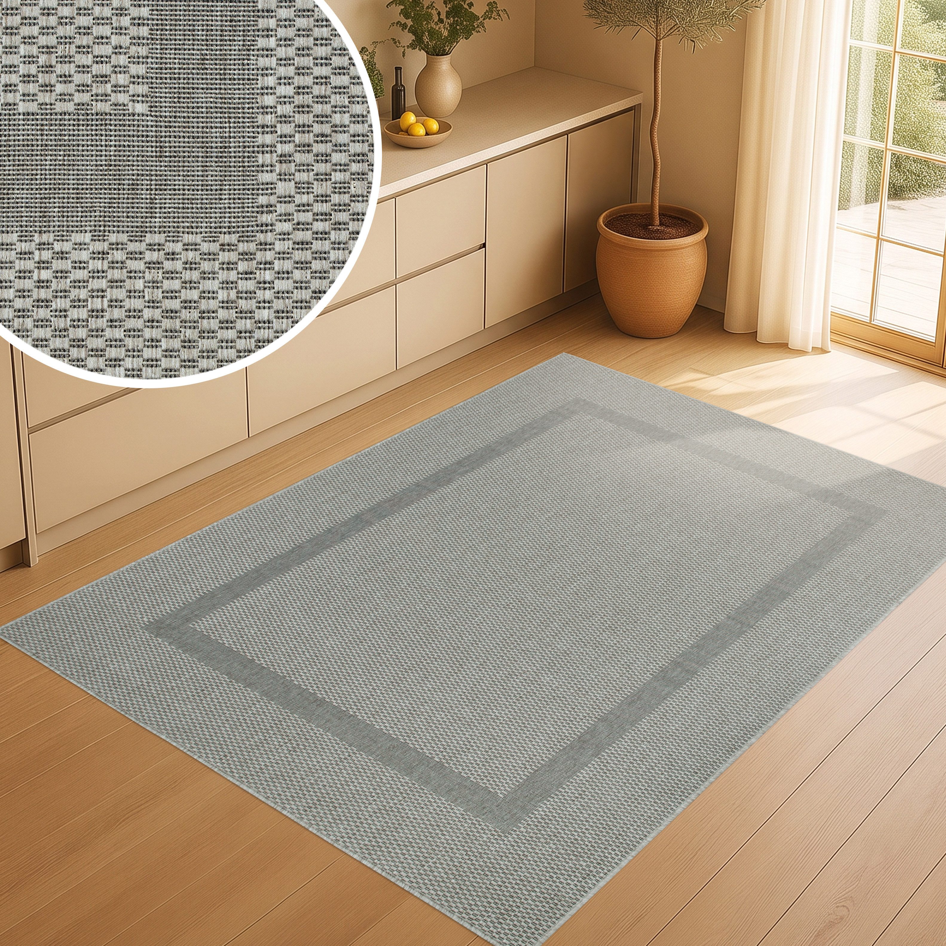 OTTO home Teppich Venedig Bordüre auch als Läufer erhältlich, rechteckig, Höhe: 3 mm, In- und Outdoor geeignet, Sisal-Optik, Wetterfest & UV-beständig