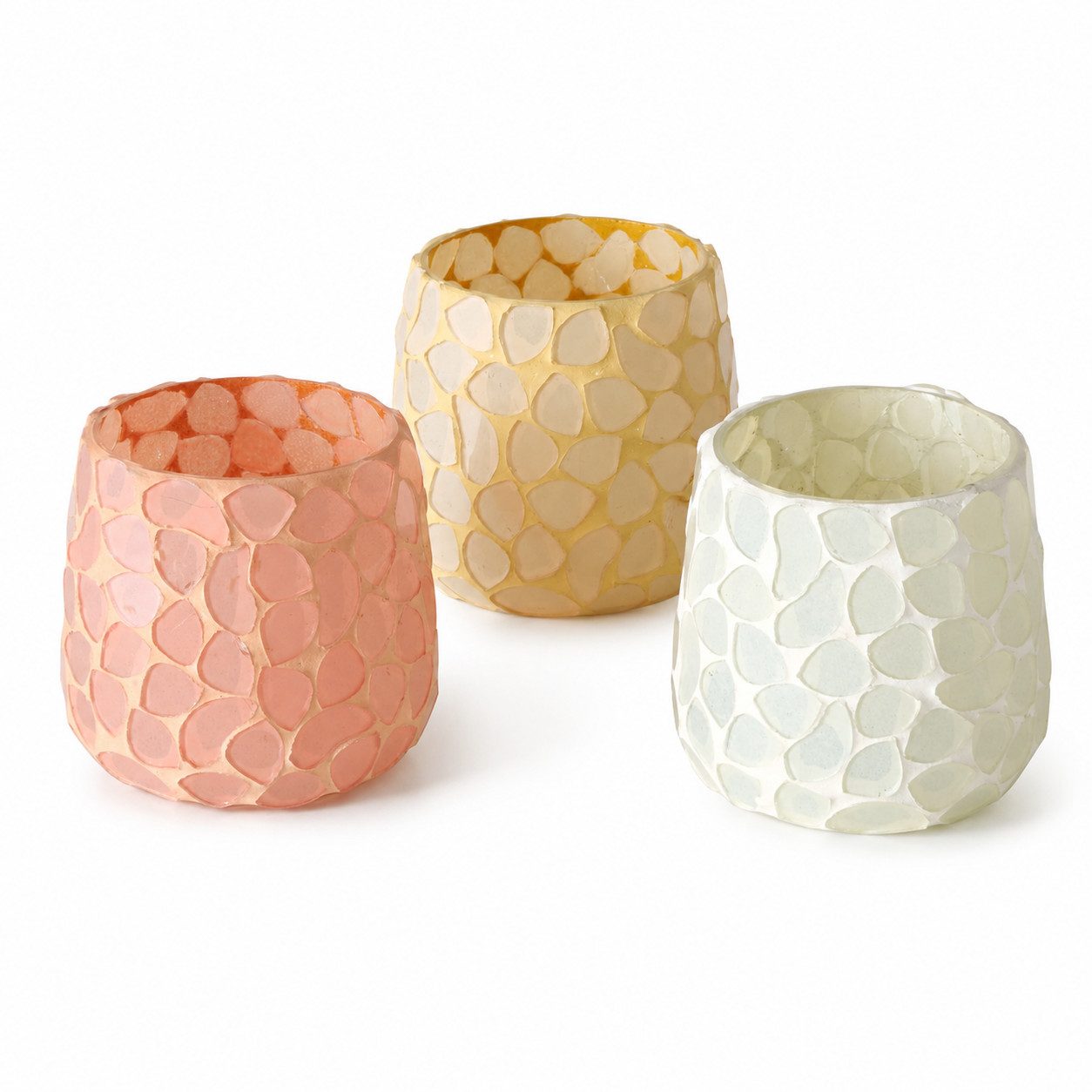 BOLTZE Windlicht Buntes Windlicht 3er-Set in Mosaik-Optik – Lackiertes Glas (3 St)