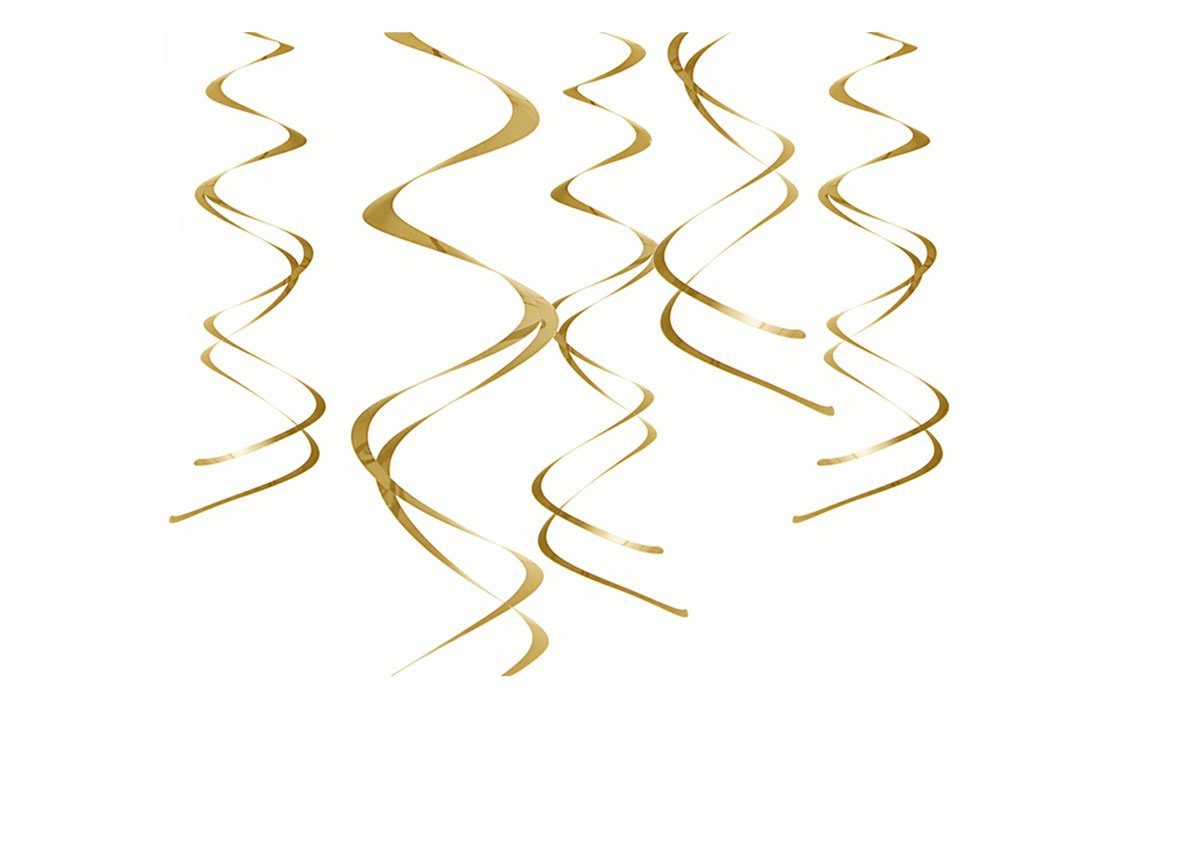 partydeco Girlanden, Spiralgirlande 60cm Deckenhänger 5er Set gold metallic