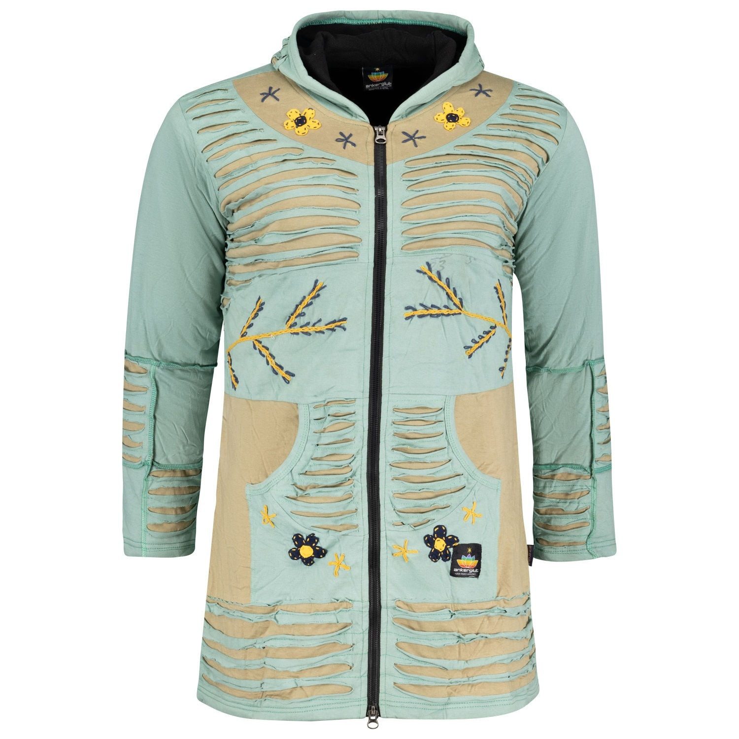 RennerXXL Fleecejacke Ankerglut Nepalherz Patchwork Mantel günstig online kaufen