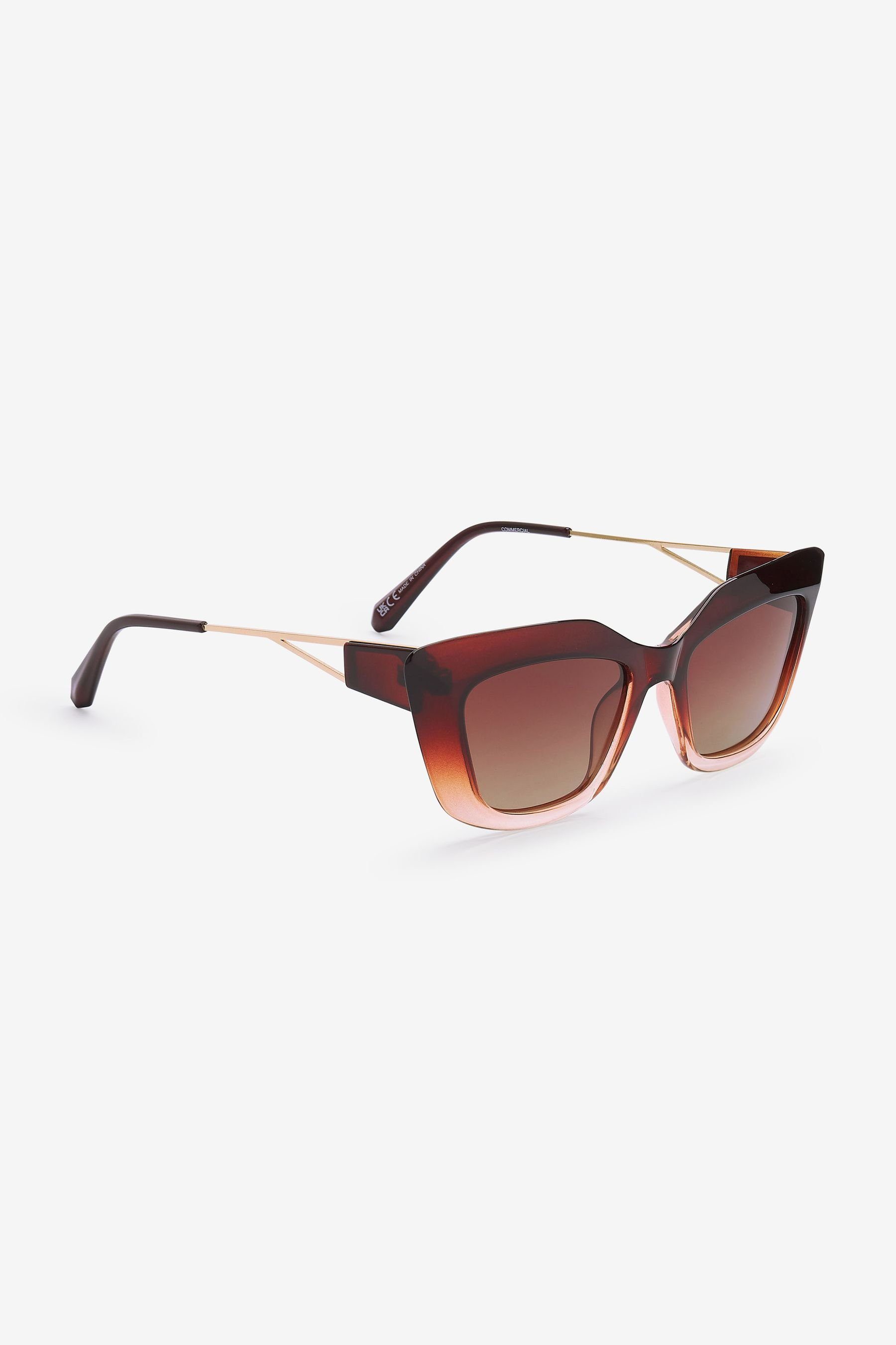 Next Sonnenbrille Rechteckige Cat-Eye-Sonnenbrille mit Farbverlauf (1-St) Brown