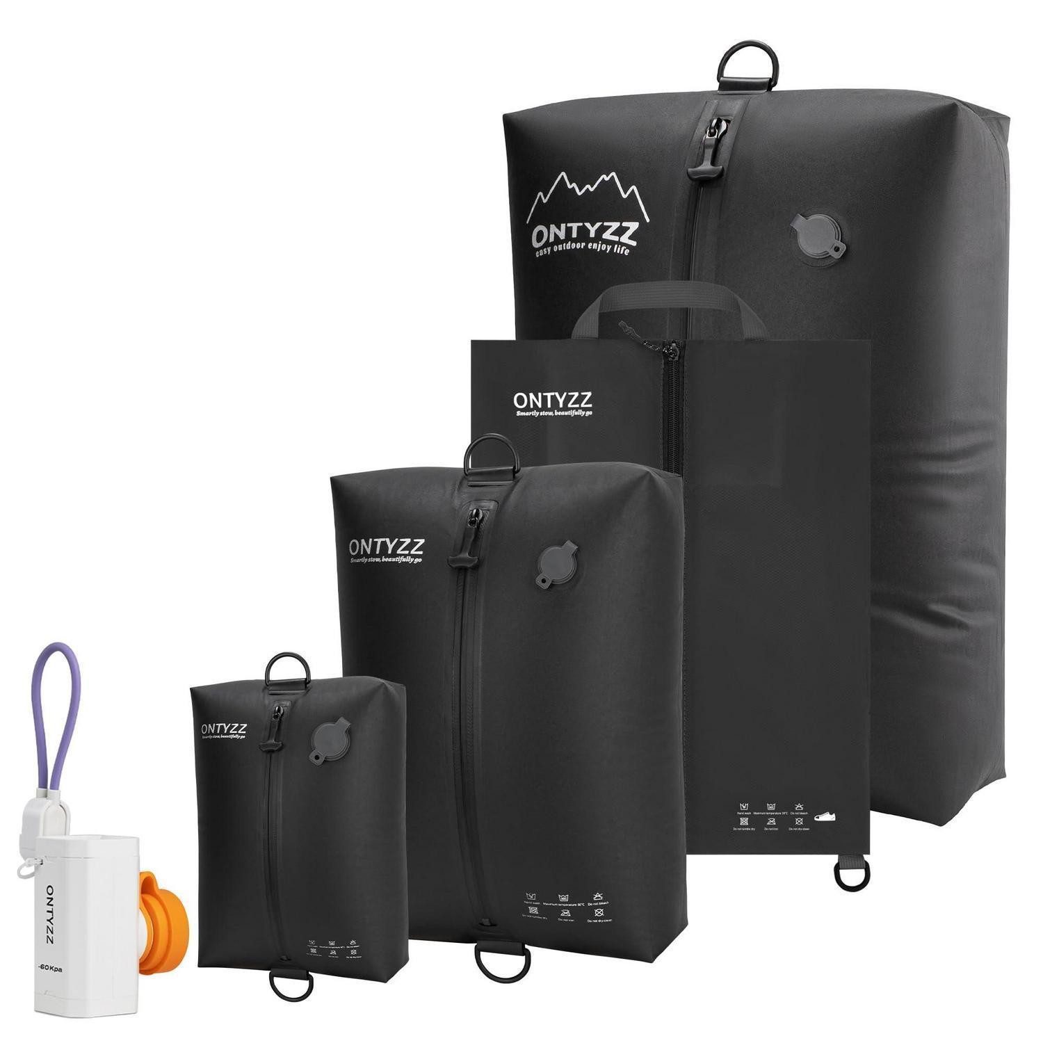 LuxusKollektion Vakuumierbeutel Koffer Organizer Vakuumbeutel Set 4tlg TPU Schwarz