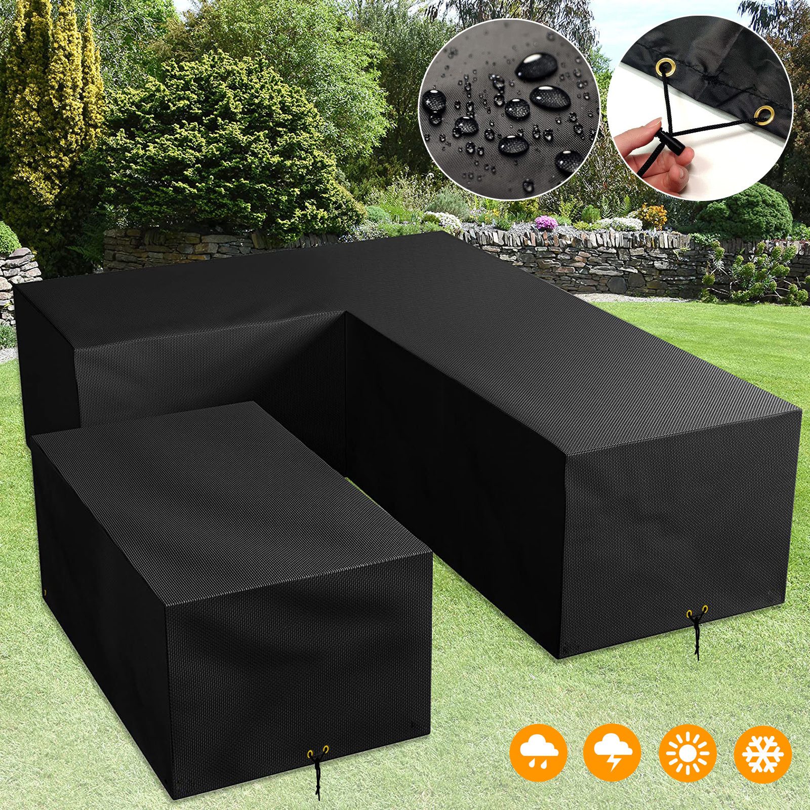 LMaxhome Gartenmöbel-Schutzhülle L-Form Abdeckhaube 420D Oxford günstig online kaufen
