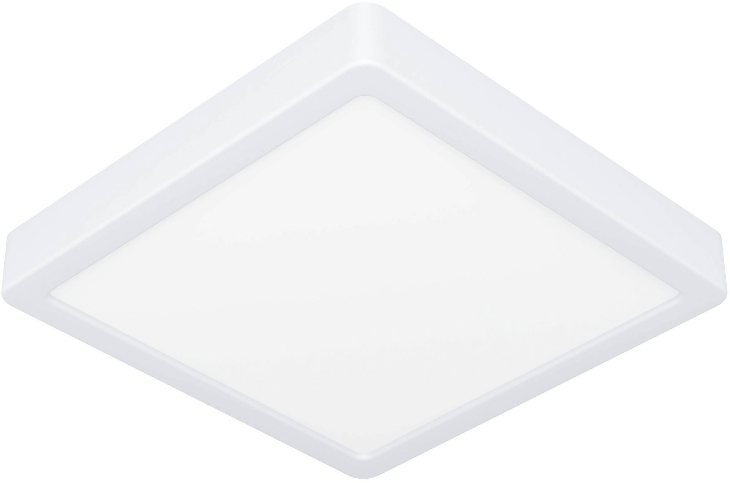 EGLO Aufbauleuchte Fueva 6 Deckenleuchte, Badlampe Decke, Kunststoff, Deckenbeleuchtung, mehrere Helligkeitsstufen, LED fest integriert, Neutralweiß, Kaltweiß, Warmweiß, Aufbauleuchte - L22 x B22 x H2,5 cm - weiß - 10,5W inkl.