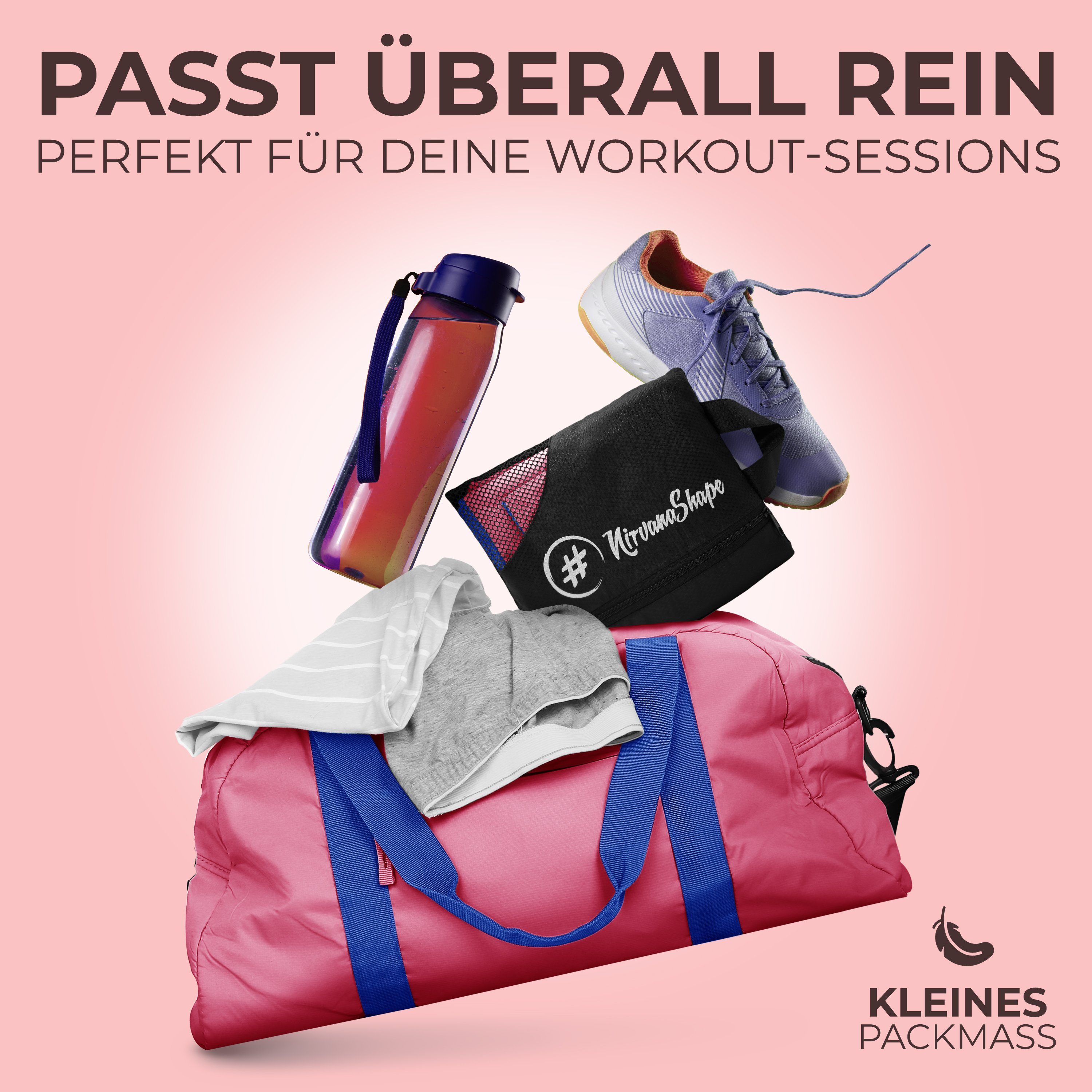 NirvanaShape Reisehandtuch Mikrofaser Handtücher Set, Badehandtuch, Reisehandtuch, Strandtuch, Ecktasche mit Reißverschluss, saugfähig, leicht, schnelltrocknend