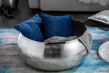 riess-ambiente Couchtisch ORIENT STORAGE Ø70cm silber (Einzelartikel, 1-St), Wohnzimmer · Metall · rund · mit Stauraum · Hammerschlag · handmade