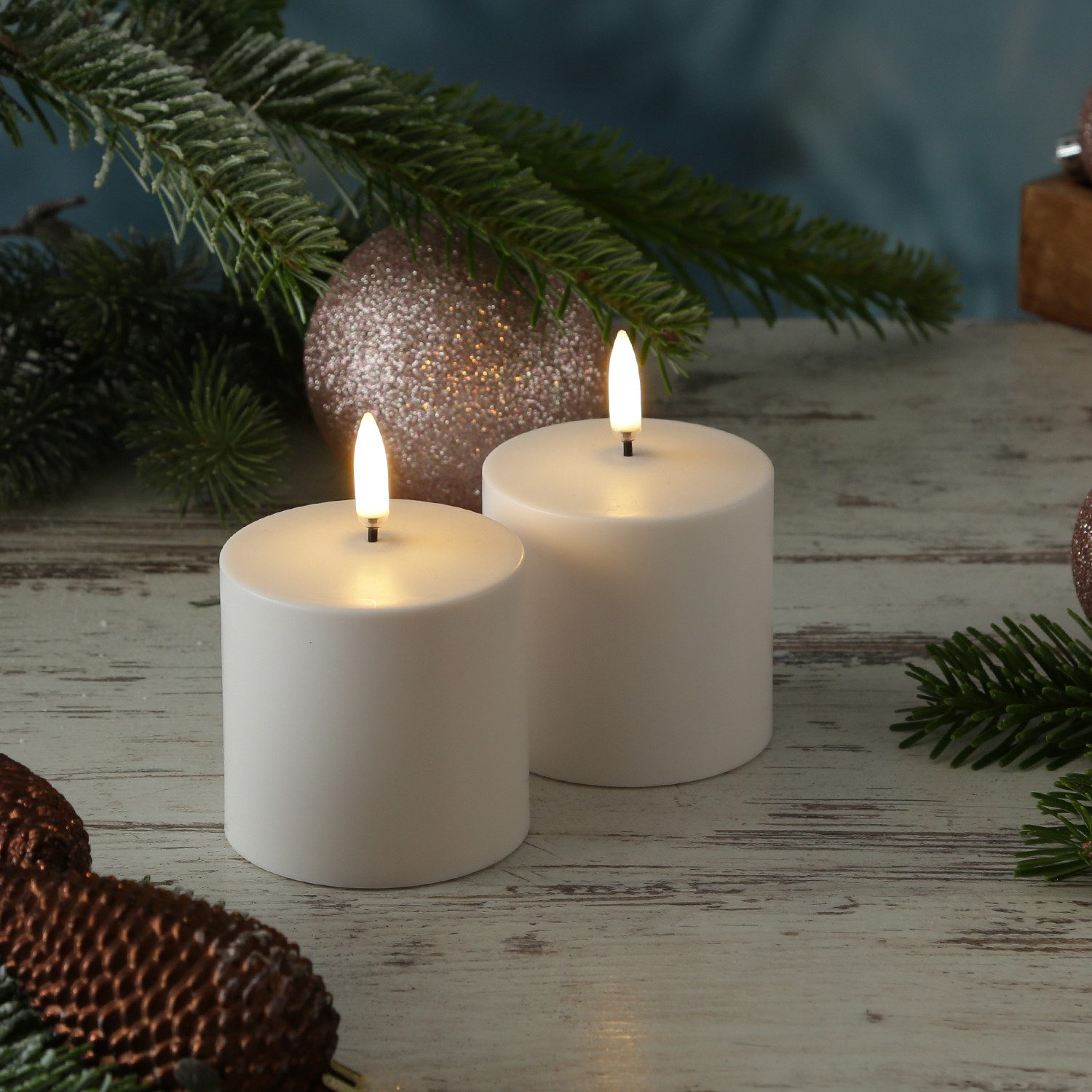 UYUNI Lighting LED-Kerze Stumpenkerzen aufladbar 6,8x6,8cm Timer Außen Feie günstig online kaufen