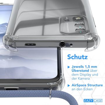 EAZY CASE Handykette Kette Clips Schwarz für Xiaomi Redmi 9T 6,53 Zoll, Silikonhülle Transparent Handyhülle mit Kordel Kette zum Umhängen Blau