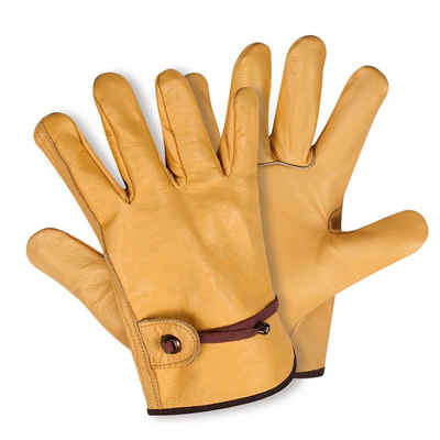GUARD 5 Lederhandschuhe »Leder Handschuh-0294-01- Arbeitshandschuhe Offizier« verstellbares Zugband auf Handrücken