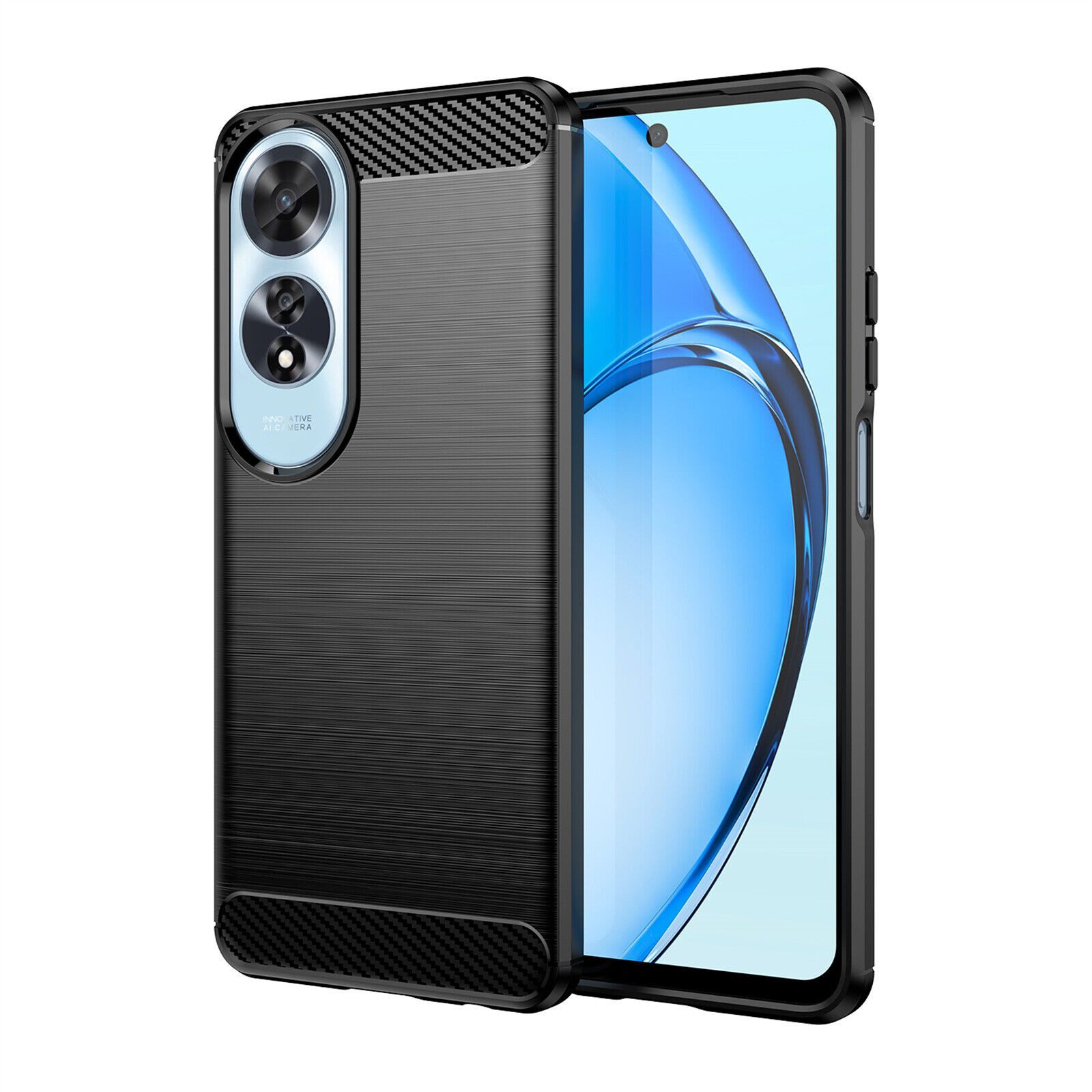 Handyhülle Carbon Hülle für Oppo A60 Backcover TPU Silikon Bumper Schwarz