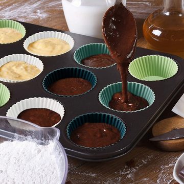 KÜLER Tortenplatte Muffinförmchen Formen für Kuchen Puddings Antihaft-Silikon 24 Stück, (24-tlg), Antihaft-Muffinformen,Silikon-Kuchenformen,wiederverwendbar